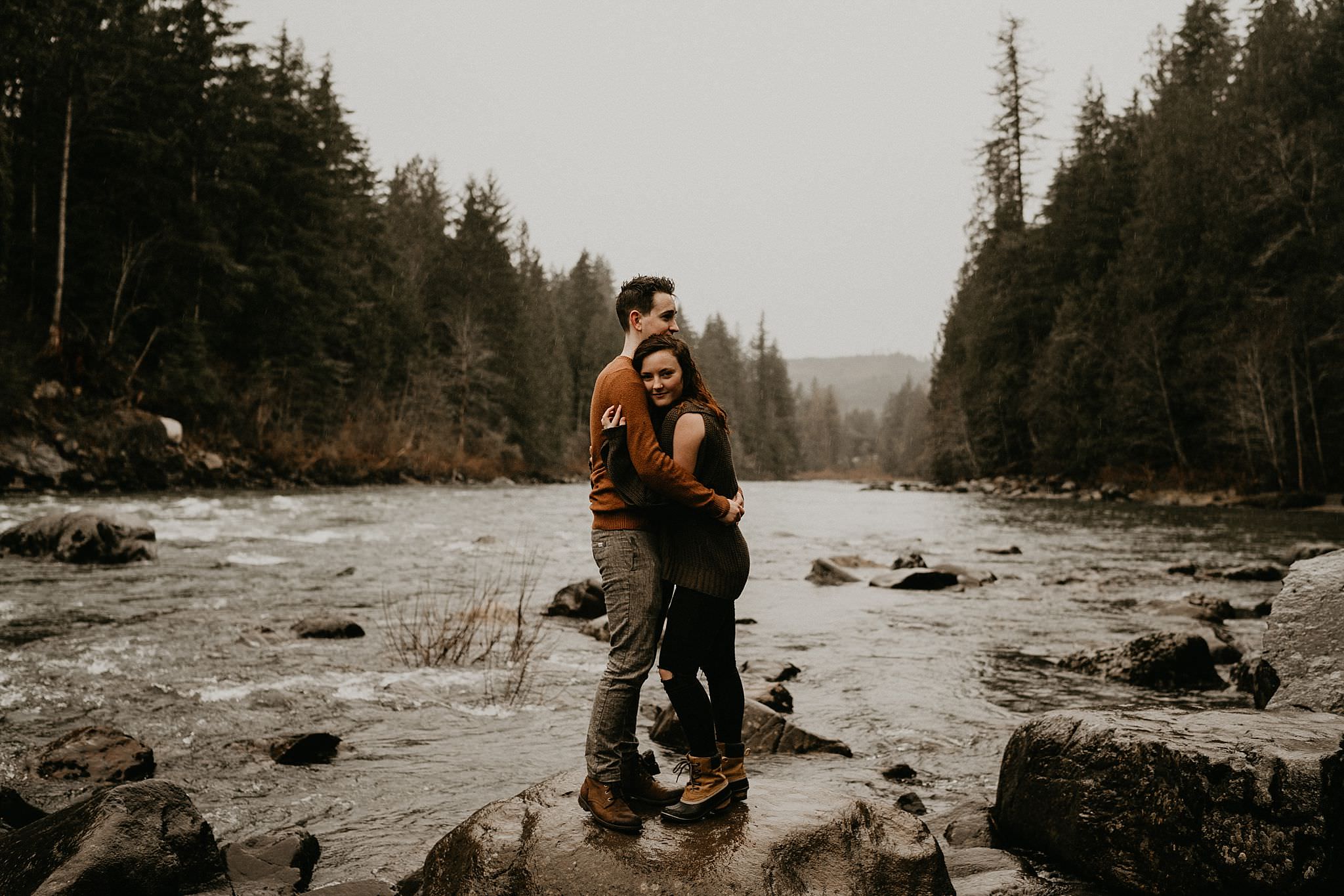 North Bend river engagement session
