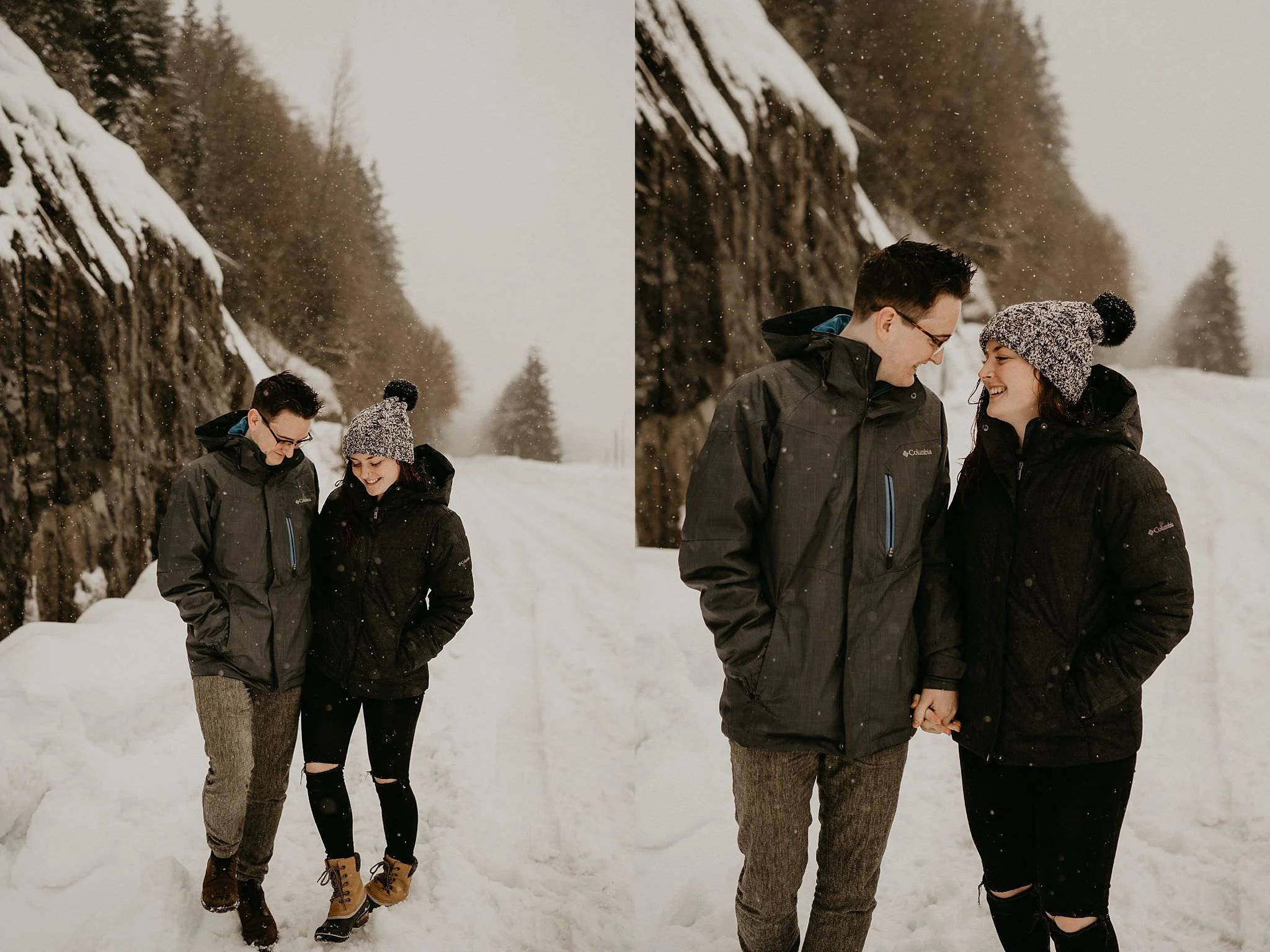 Snow and winter engagement photos Alpental Ski Gold Creek Pond Lake