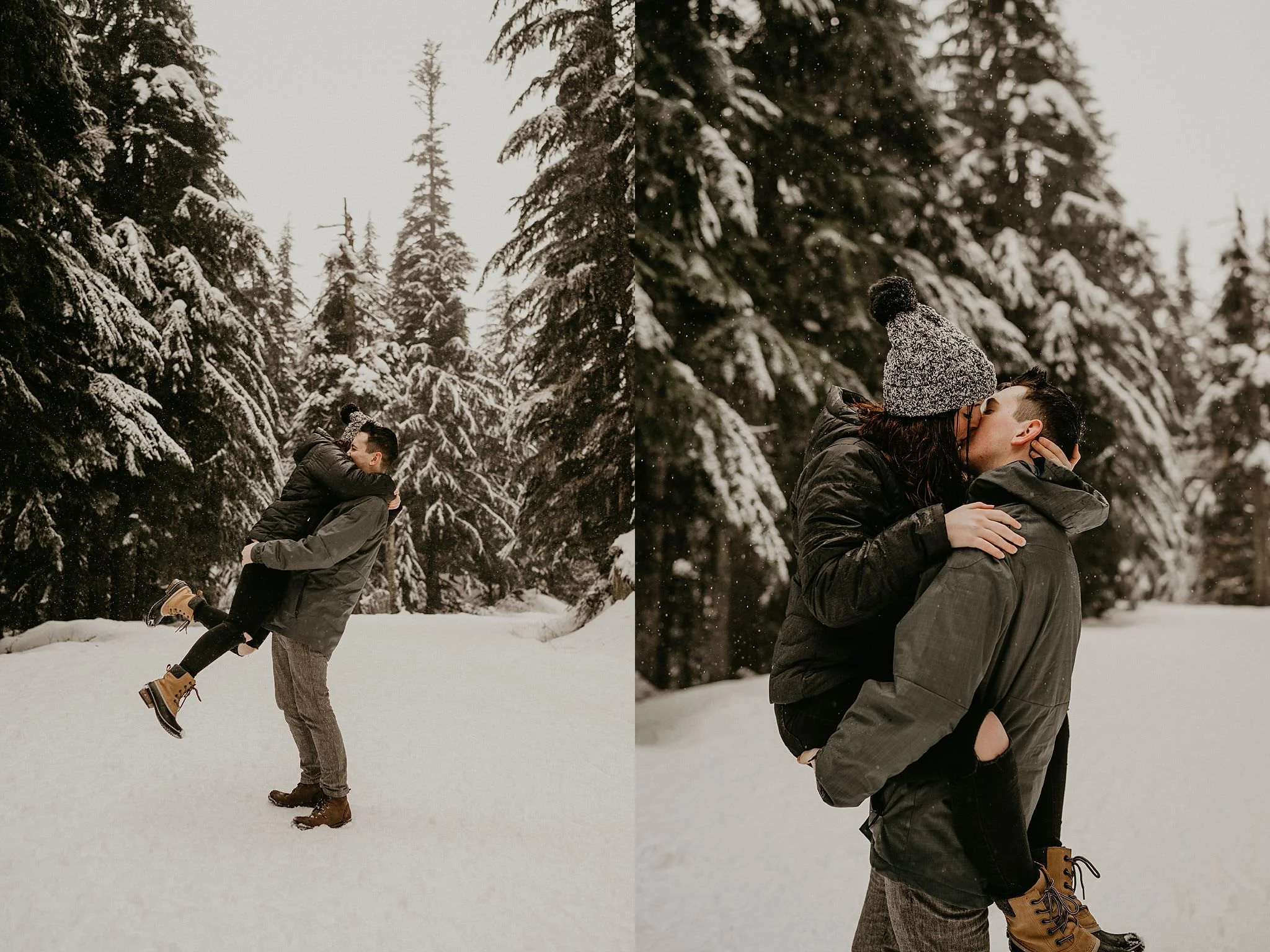 Gold Creek Pond snow engagement elopement