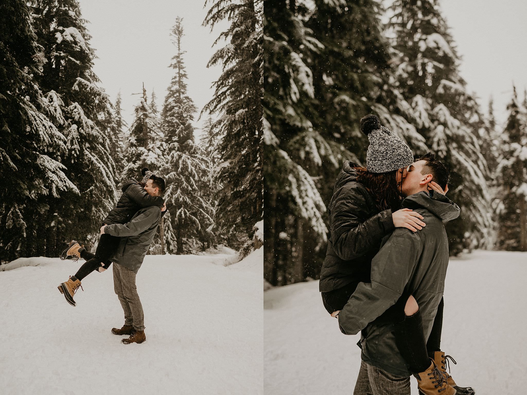 Gold Creek Pond snow engagement elopement
