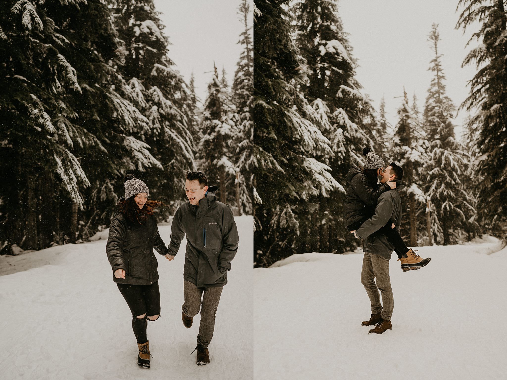 Running in the snow around Gold Creek Pond Lake