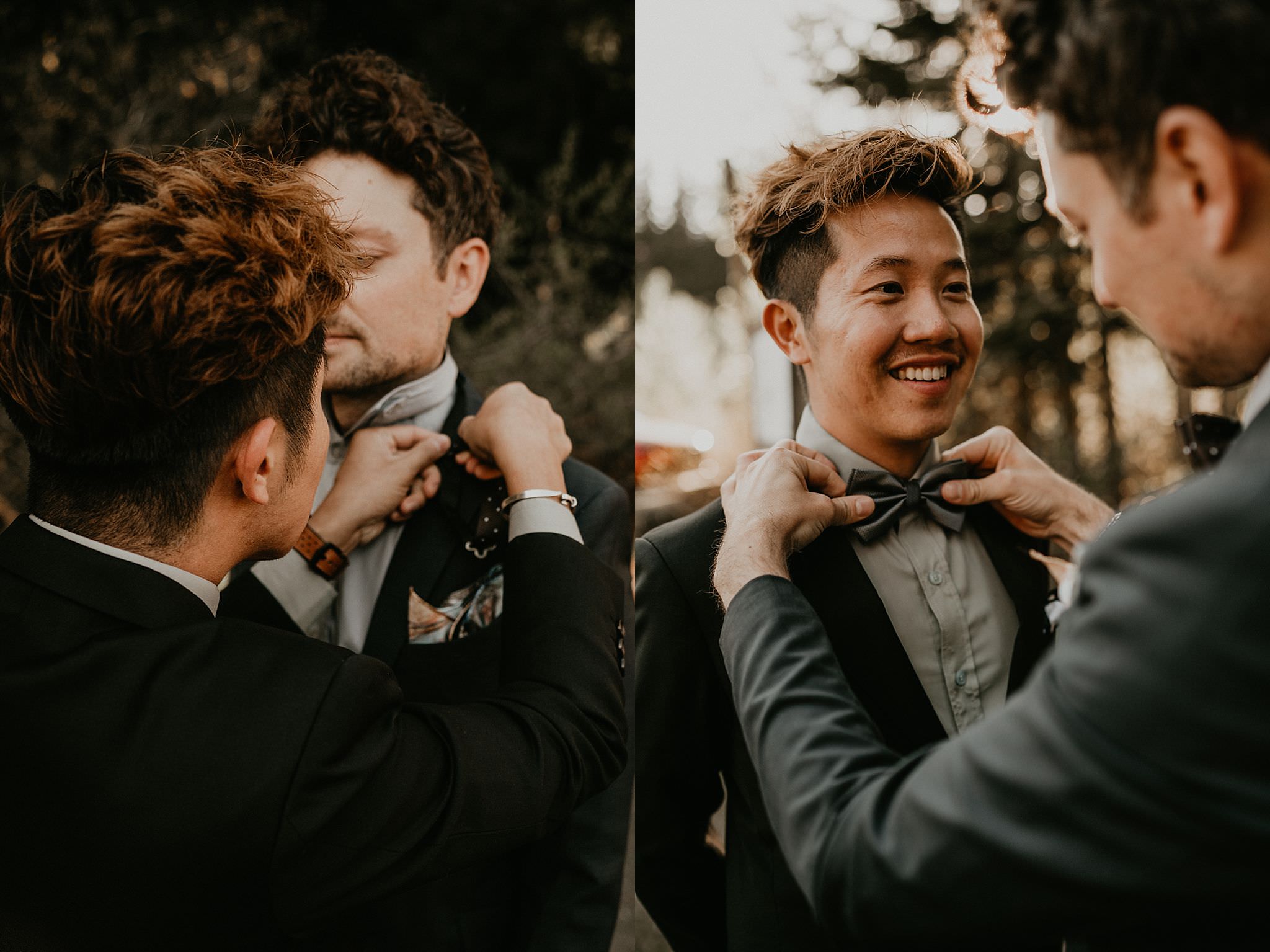 Same sex couple getting married in the mountains of PNW