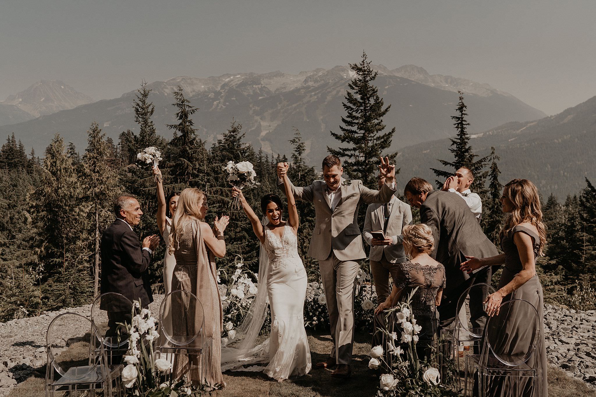 First kiss after epic elopement in Whistler Canada Pacific Northwest
