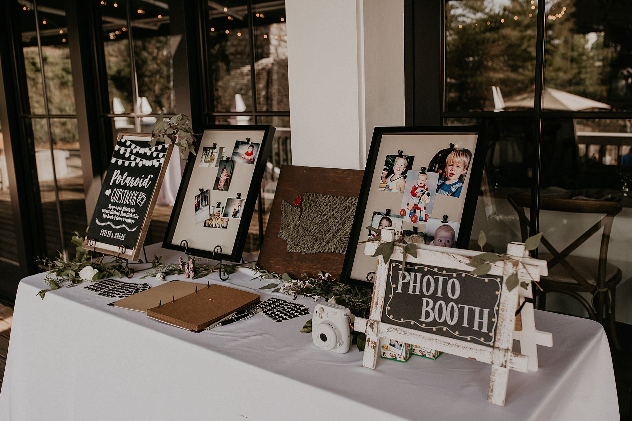 Photo Booth table at Roche Harbor wedding 