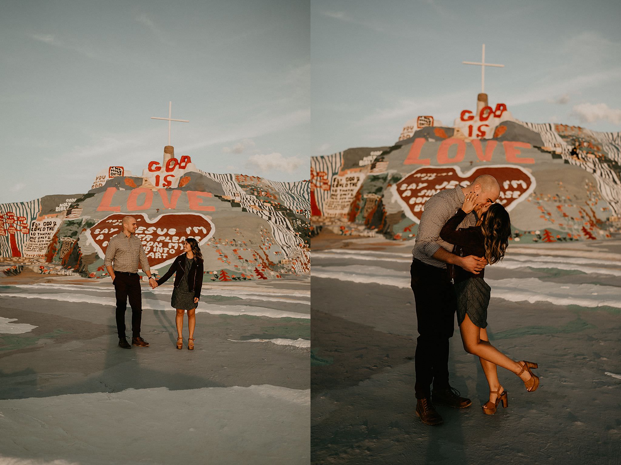Engagement photos at Salvation Mountain