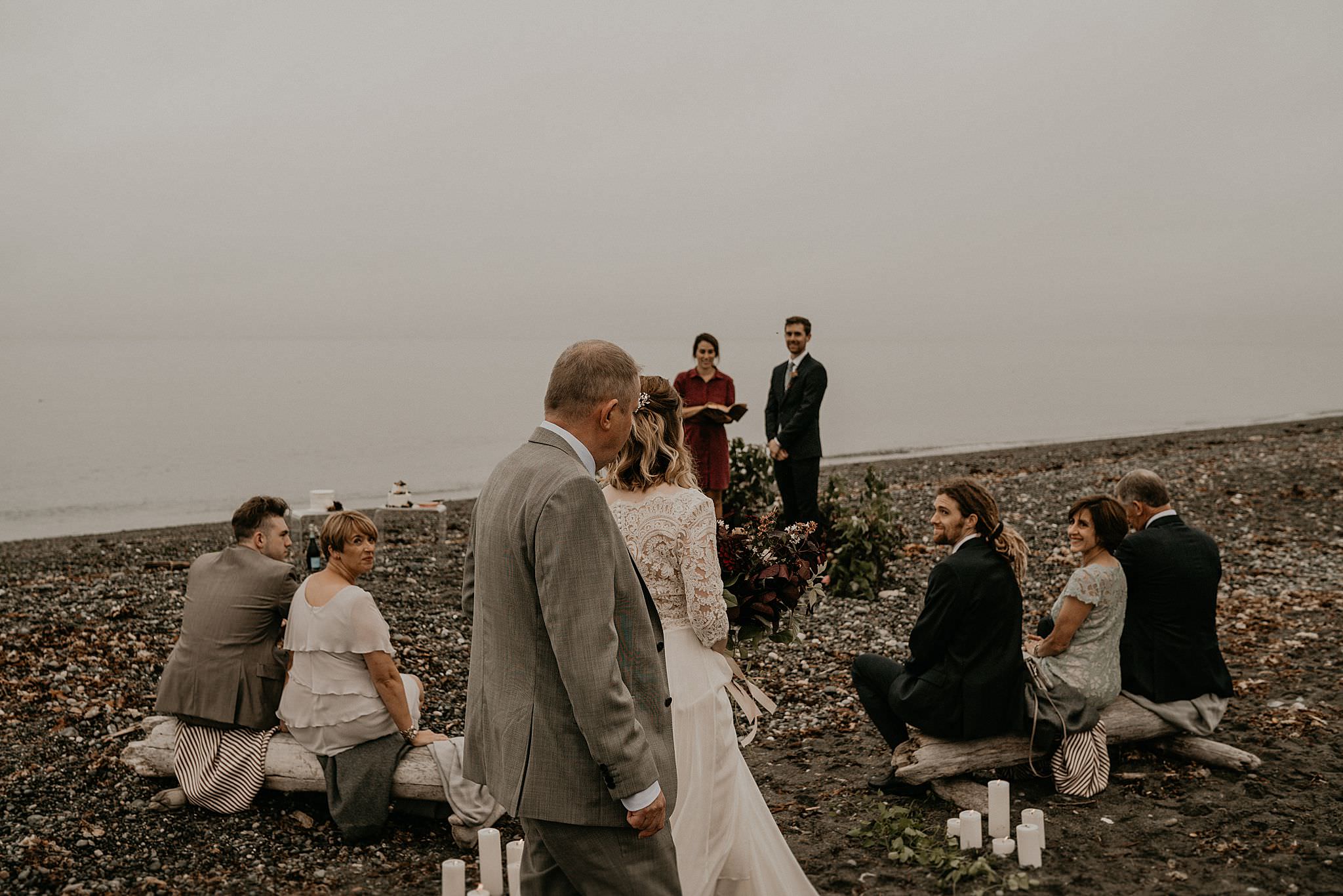 Intimate beach Washington coast wedding elopement