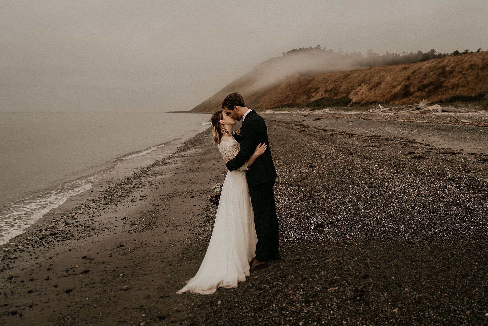Beach boho wedding on Washington coast near Whidbey Island and olympic national park