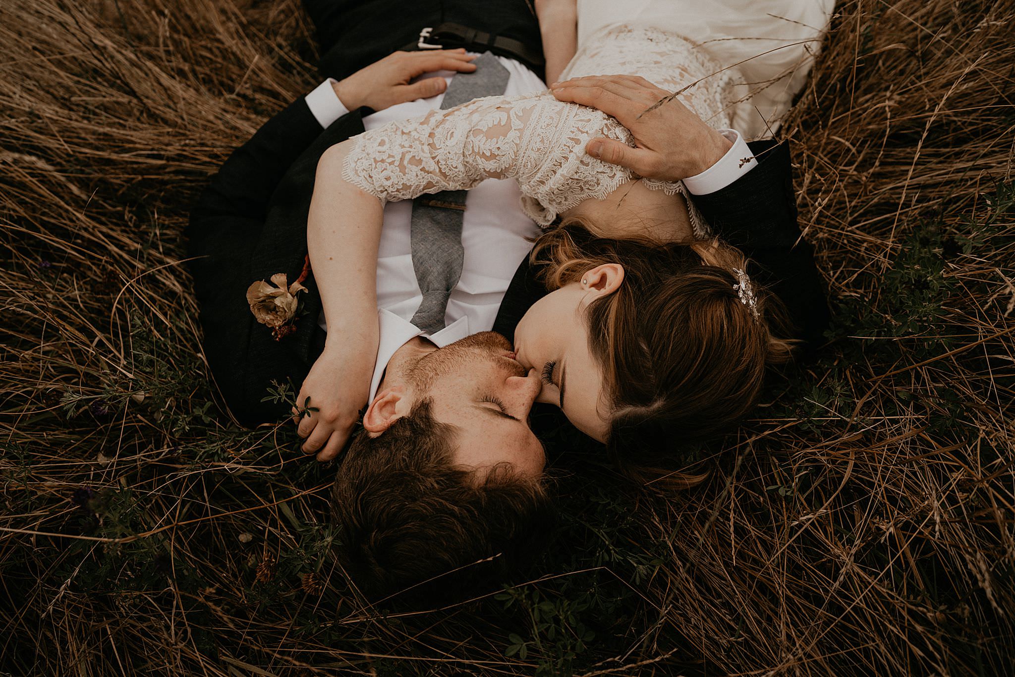 Newly weds celebrating their intimate elopement on Whidbey Island near deception pass