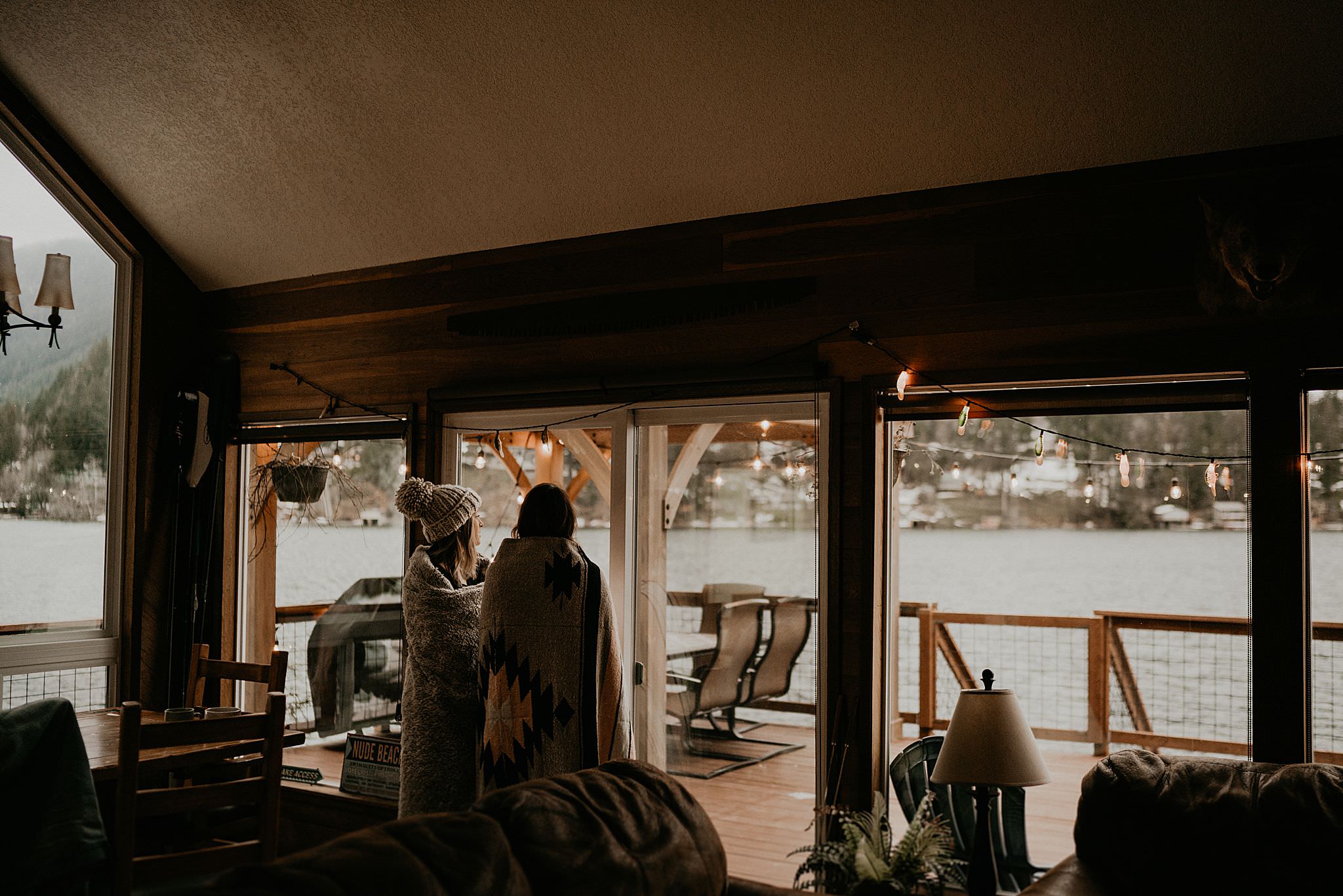 Intimate Cabin elopement getting ready photo