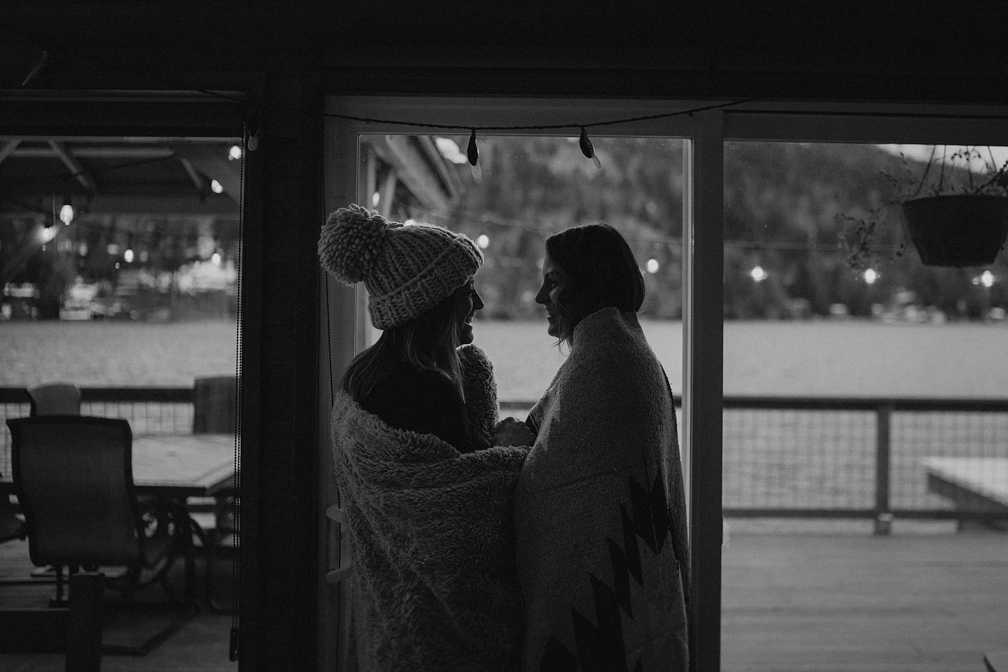 Intimate Cabin elopement getting ready photo in port angeles olympic national park