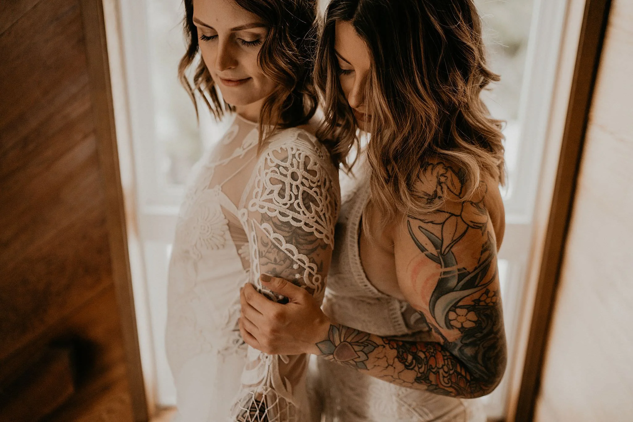 Rue de seine boho wedding dress for Olympic National Park Elopement at Ruby Beach Cabin