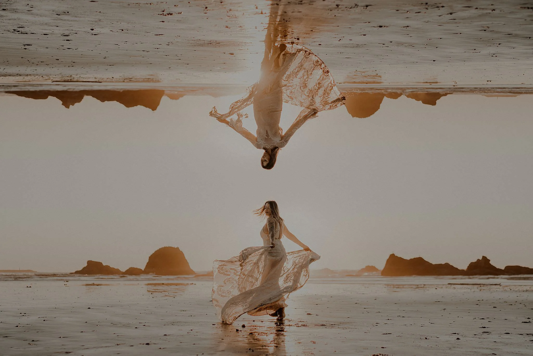 Beautiful and epic double exposure at olympic national park