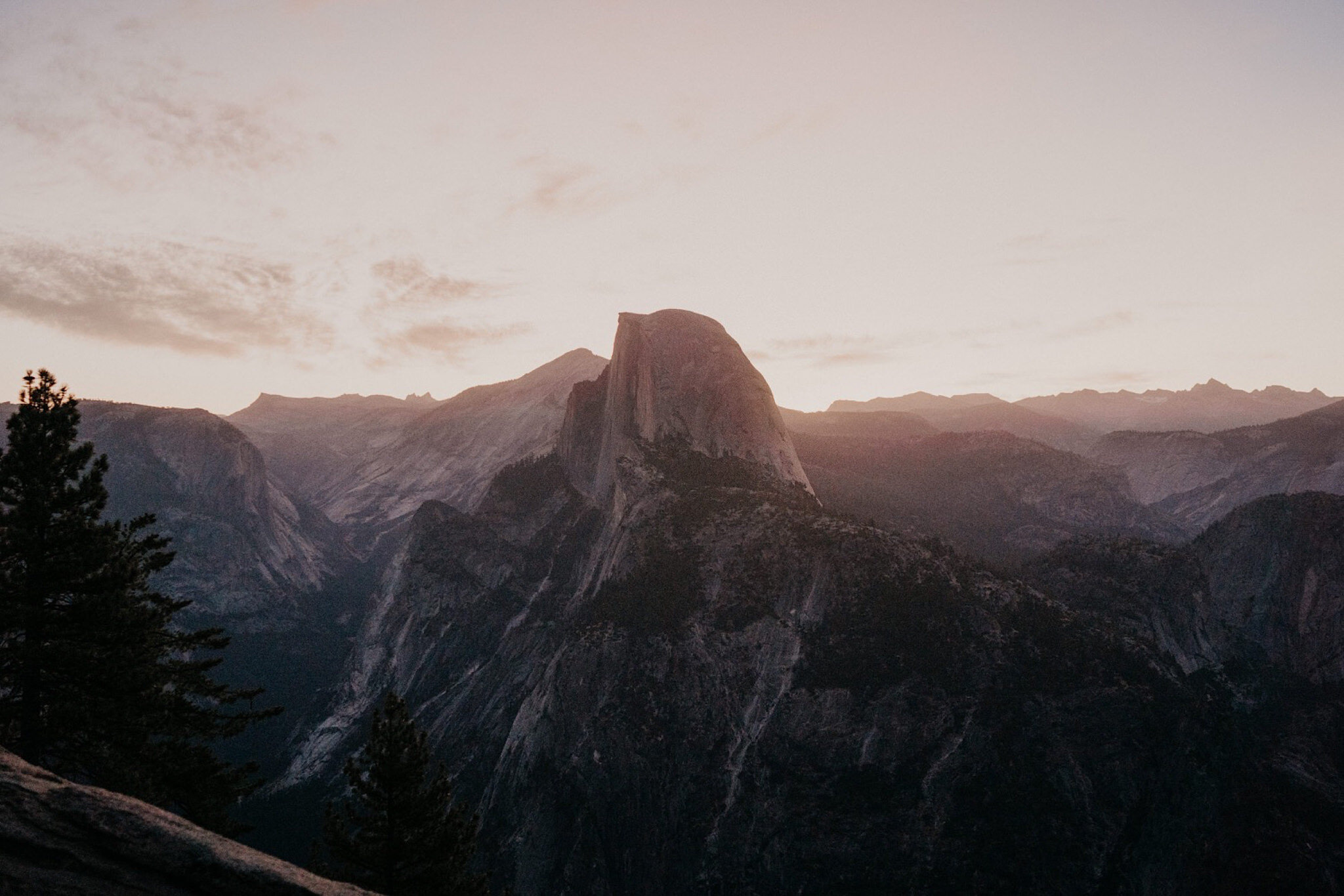 Half Dome at Sunrise Yosemite national park elopement wedding