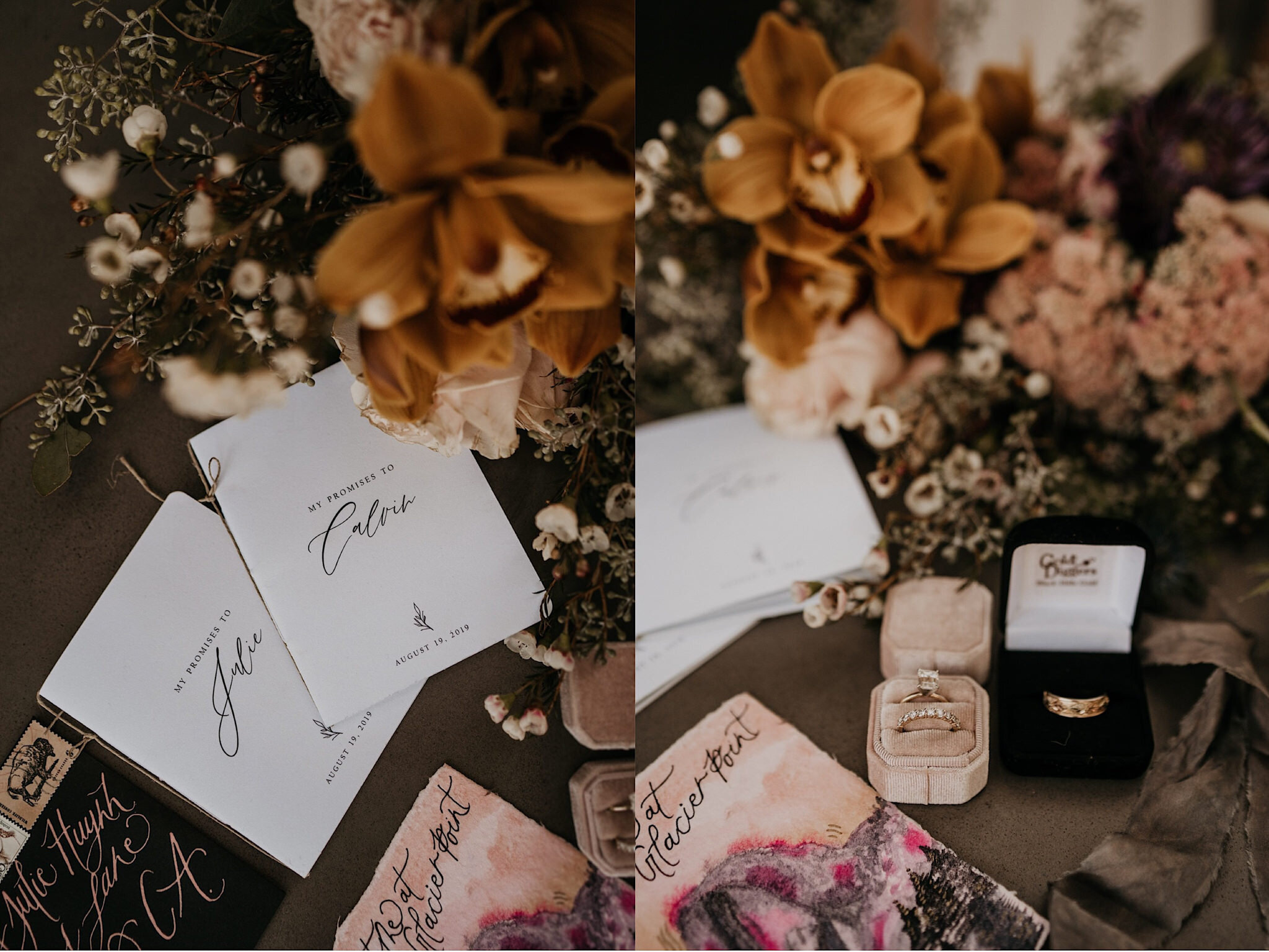 Dark and moody Yosemite National Park elopement in the cabin