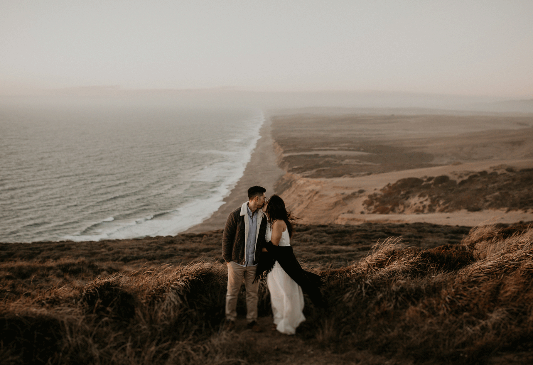 Windy Point Reyes National Seashore Engagement Session at the light house