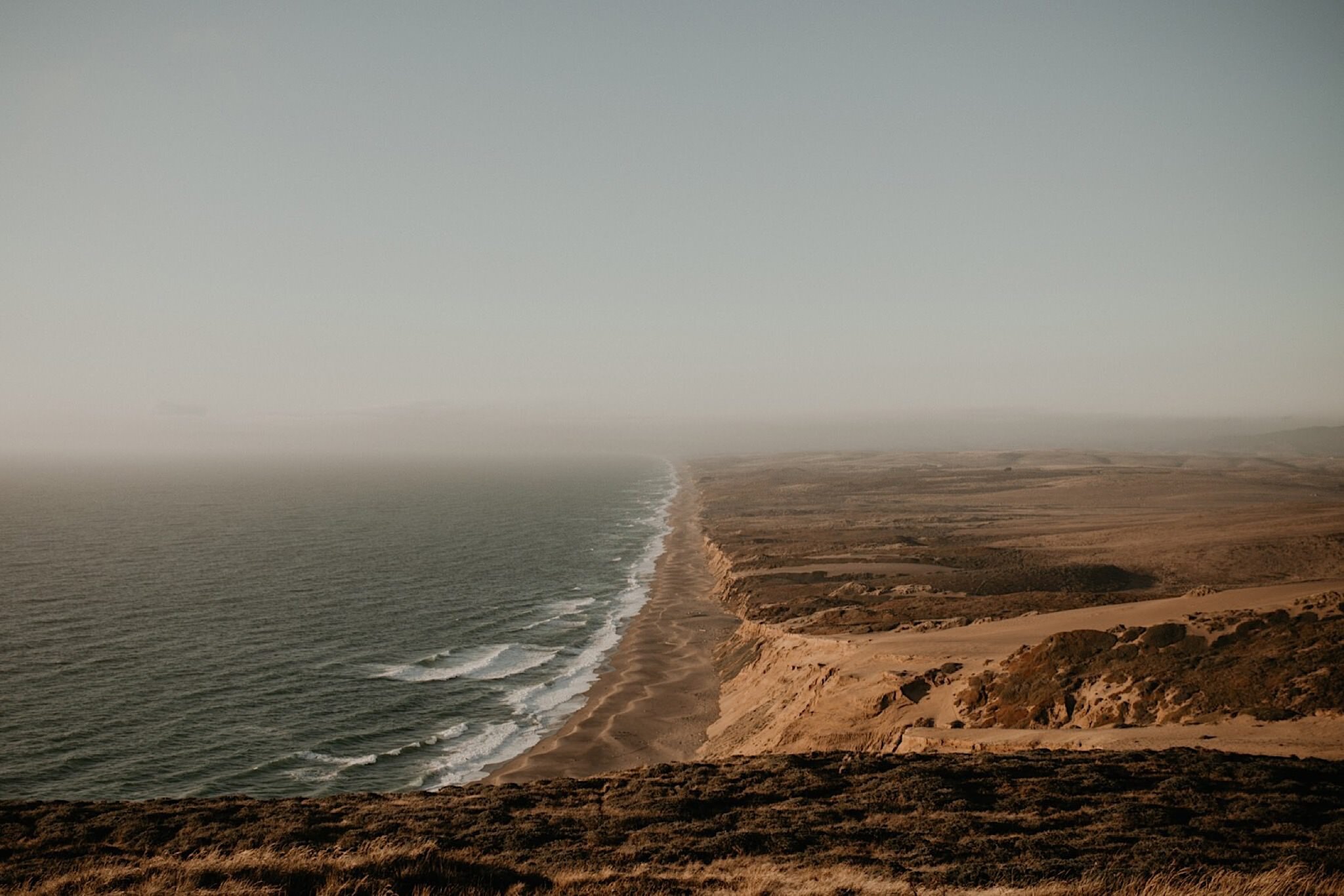 Point Reyes beach line sunset