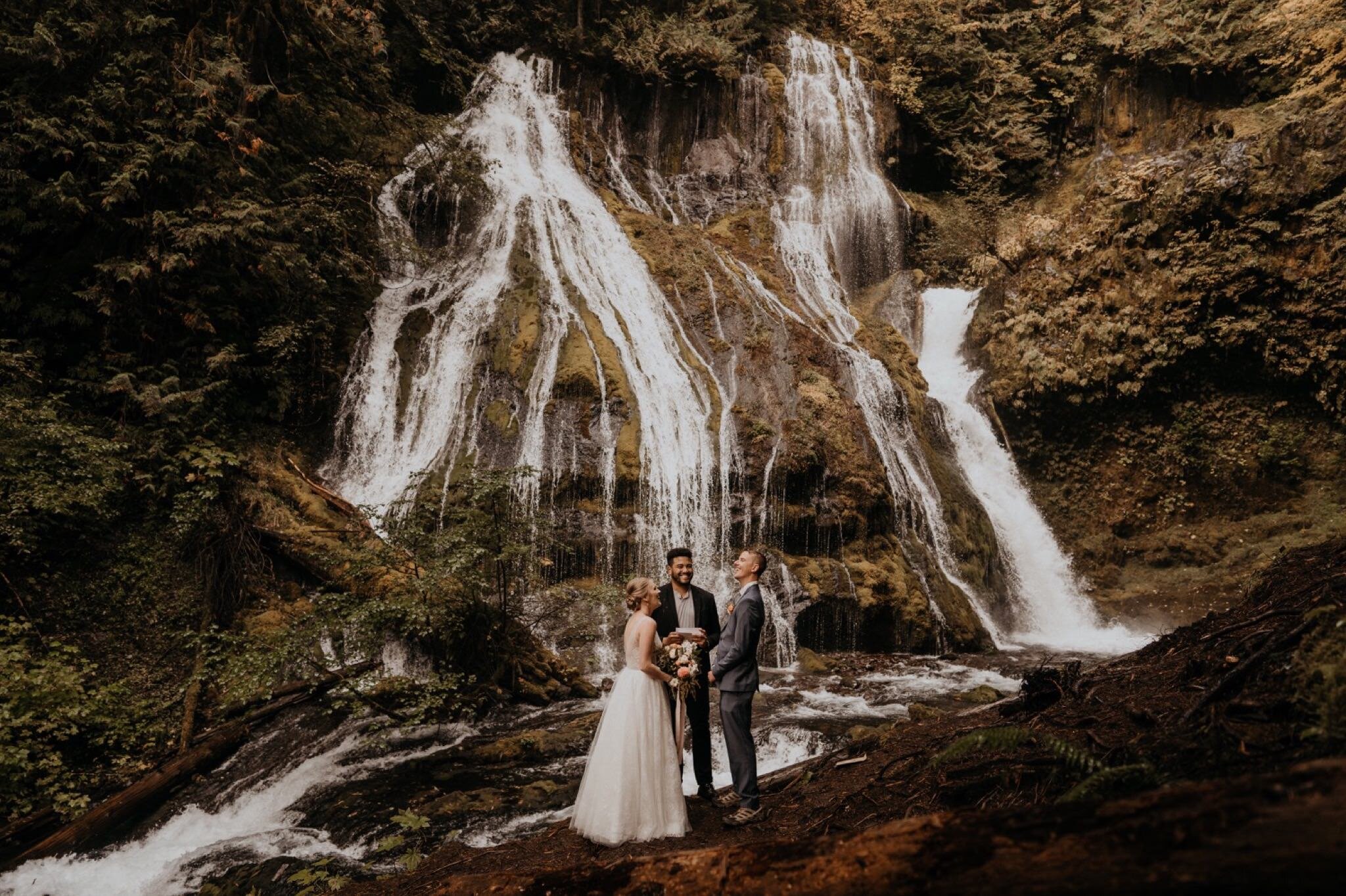 Waterfall elopement in Washington Gifford Pinchot National Forest