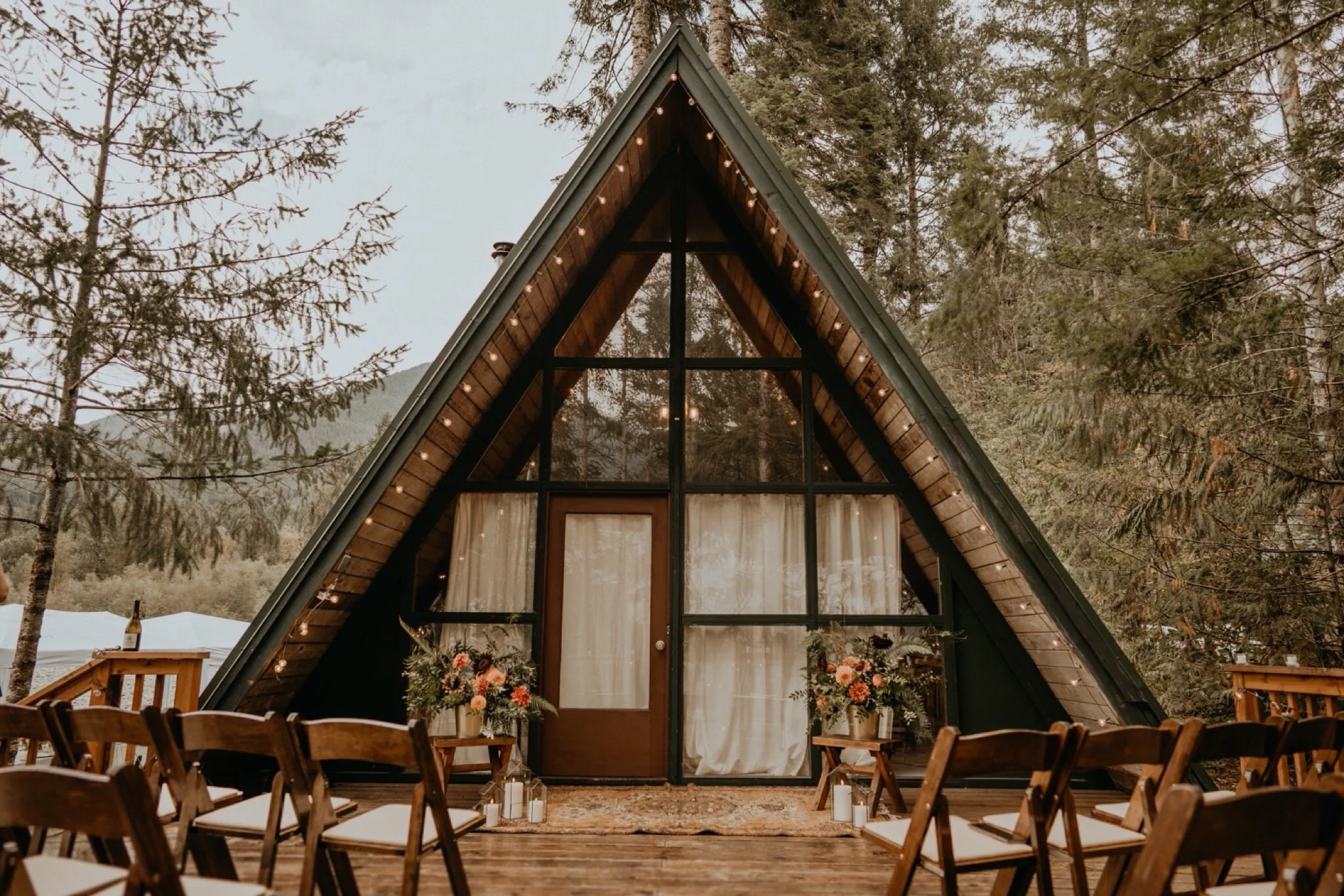 PNW A-frame Cabin Cozy River Intimate Wedding and Elopement at Mount Rainier National Park