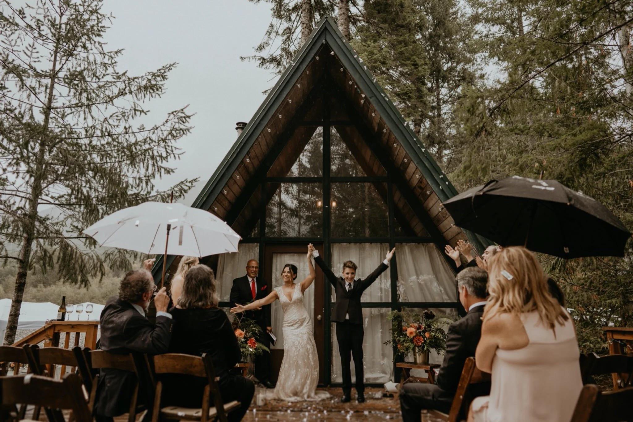 PNW A-frame Cabin Cozy River Intimate Wedding and Elopement at Mount Rainier National Park
