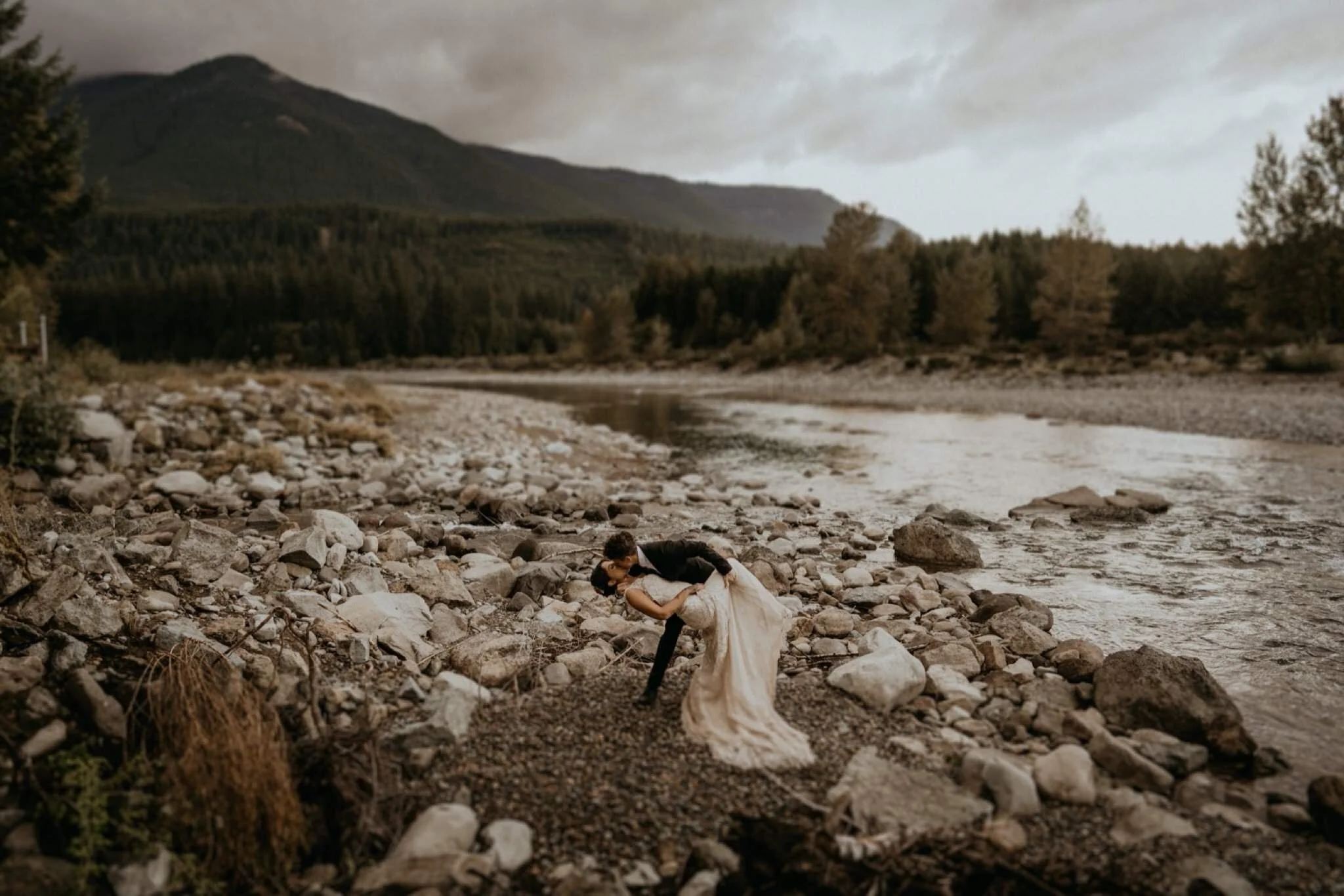 PNW A-frame Cabin Cozy River Intimate Wedding and Elopement at Mount Rainier National Park