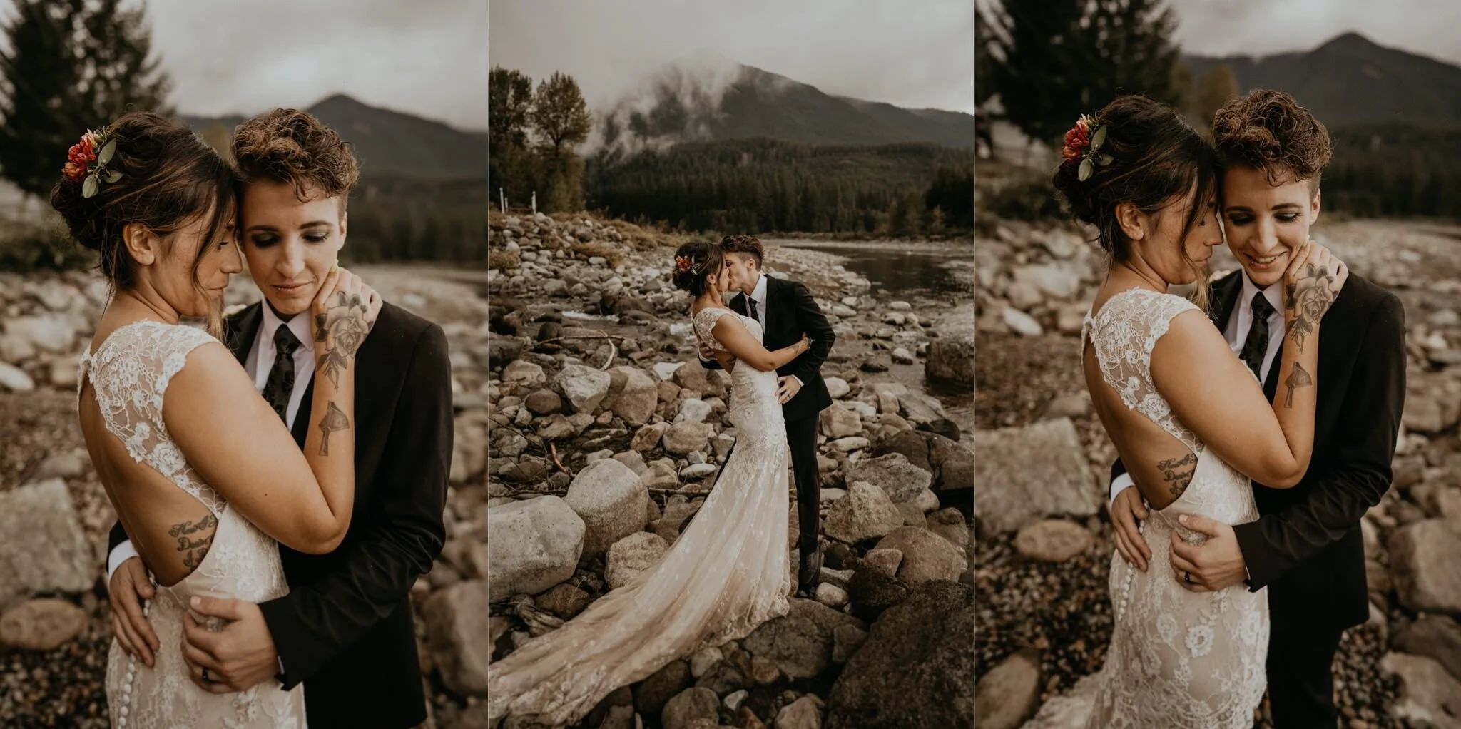 PNW A-frame Cabin Cozy River Intimate Wedding and Elopement at Mount Rainier National Park