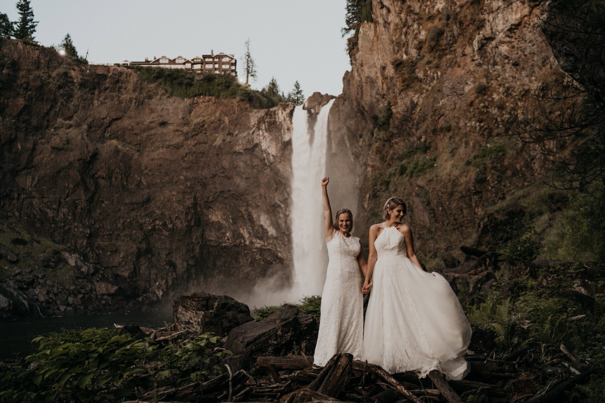 Snoqualmie Falls Wedding At Salish Lodge Same Sex Lesbian Brides Elopement