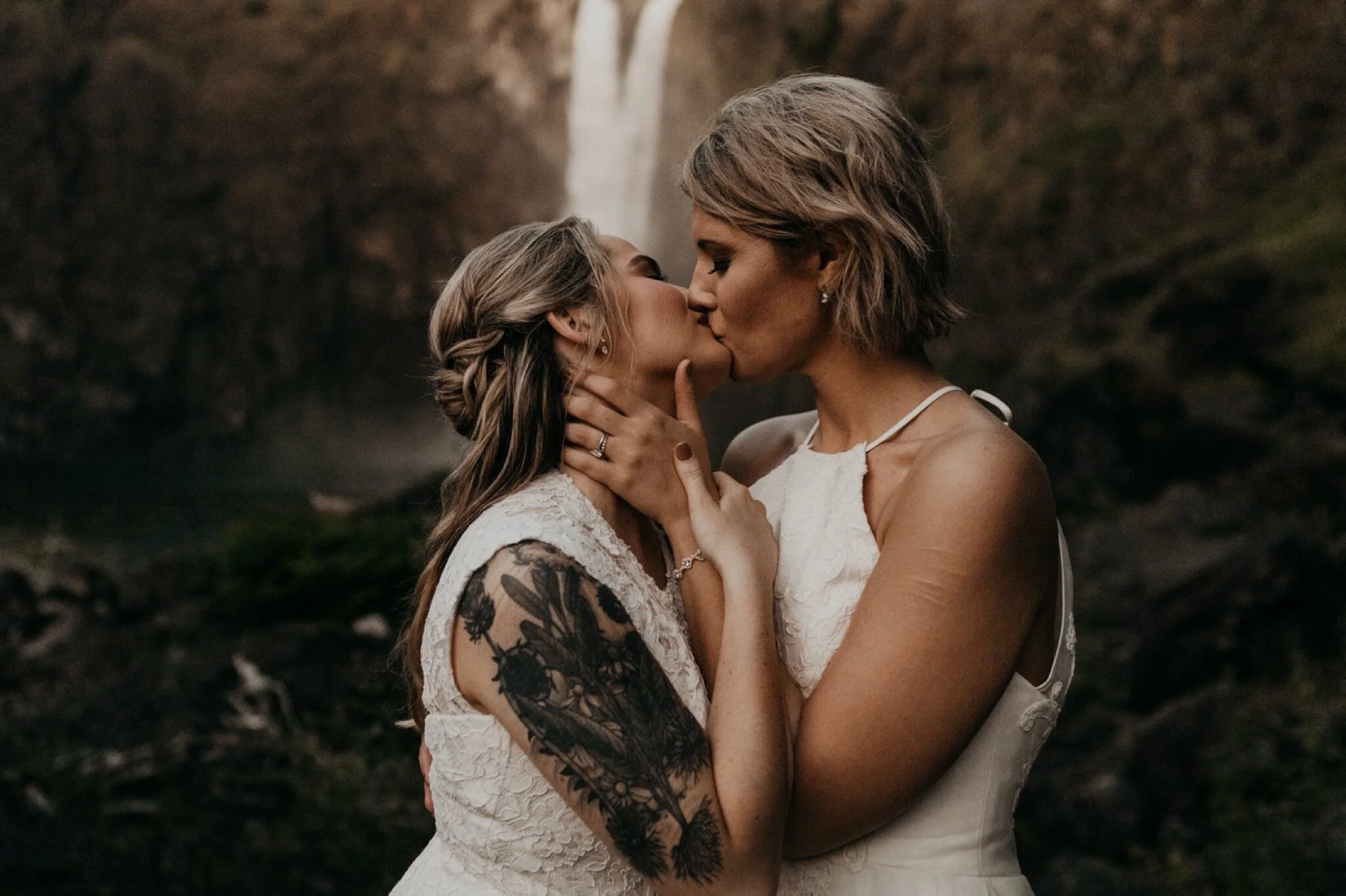 Snoqualmie Falls Wedding At Salish Lodge Same Sex Lesbian Brides Elopement