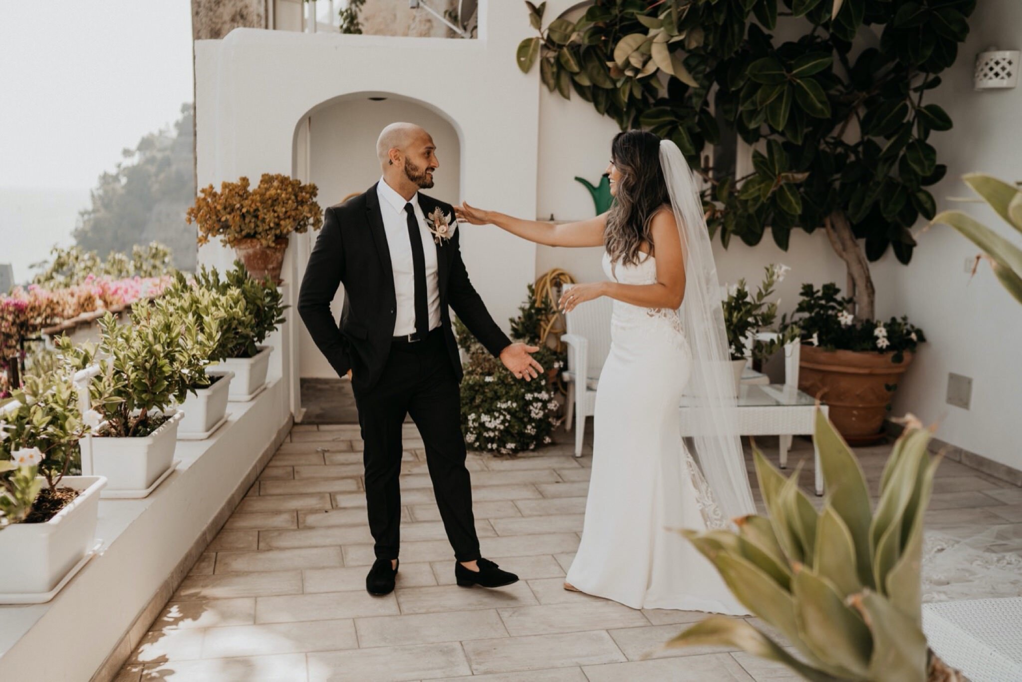 Positano boho intimate wedding and elopement with boat ride to Amalfi Coast