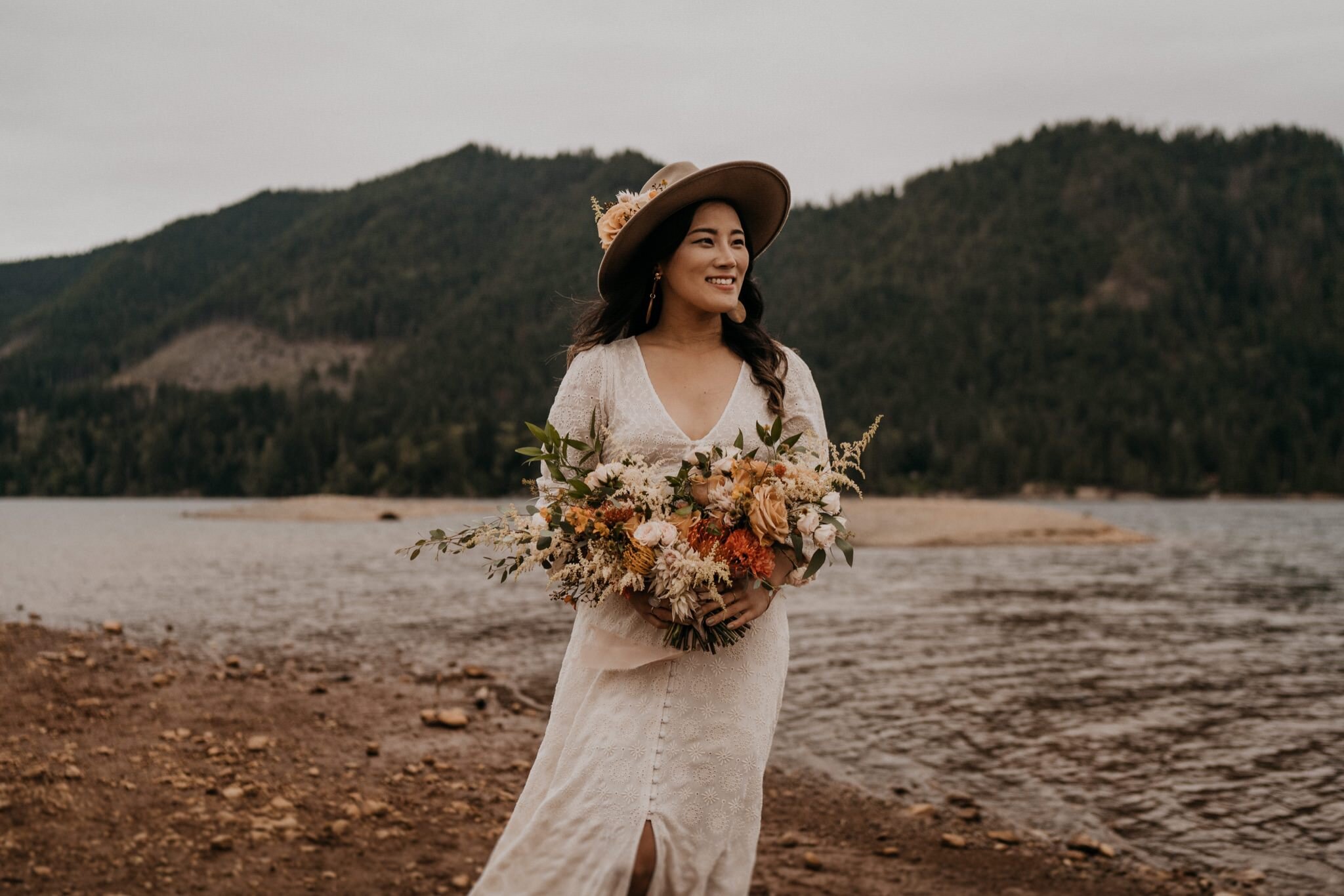 Boho Olympic National Park Elopement at Lake Cushman Seattle Washington