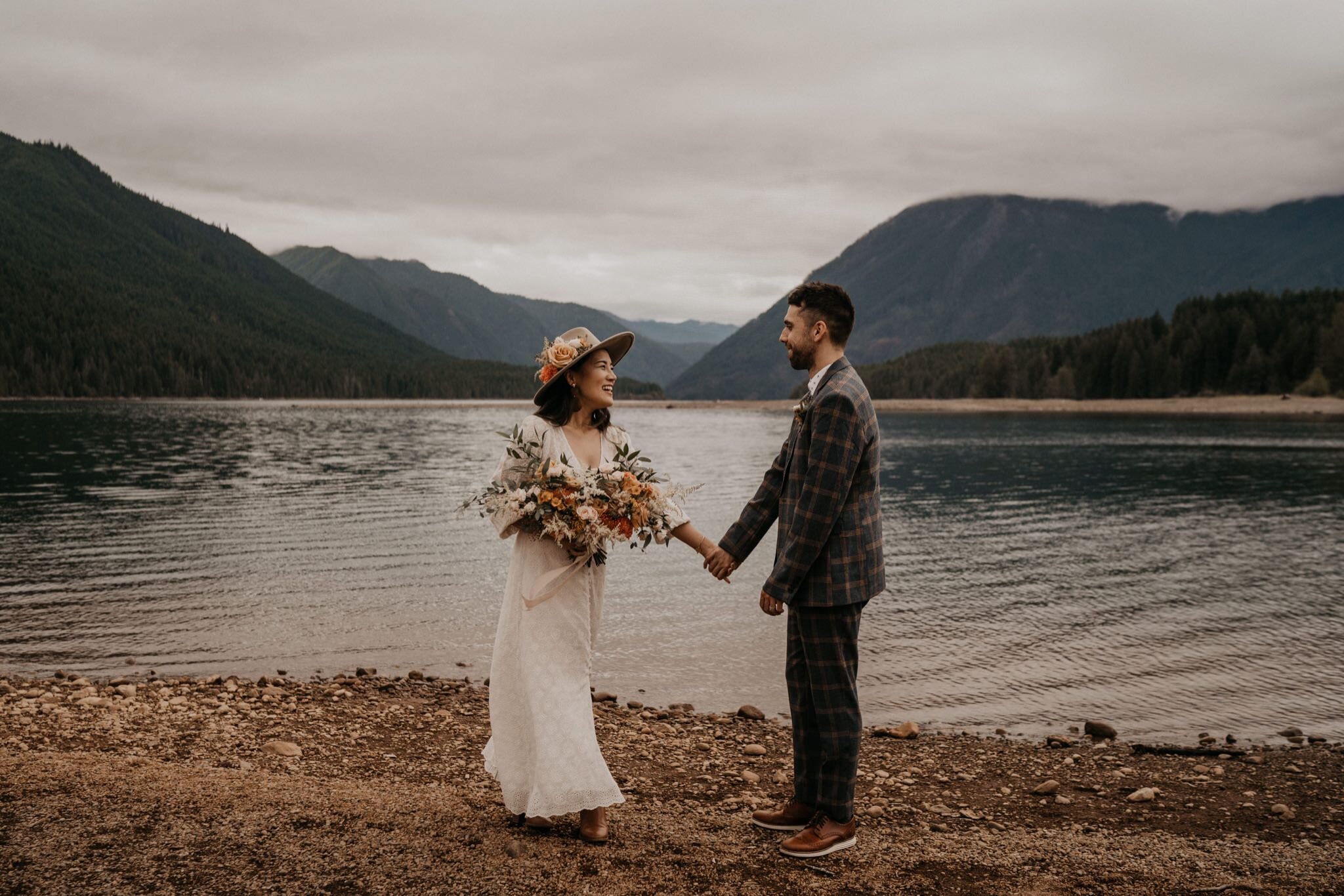 Boho Olympic National Park Elopement at Lake Cushman Seattle Washington