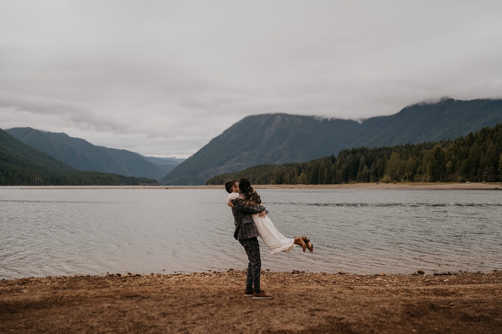 Boho Olympic National Park Elopement at Lake Cushman Seattle Washington