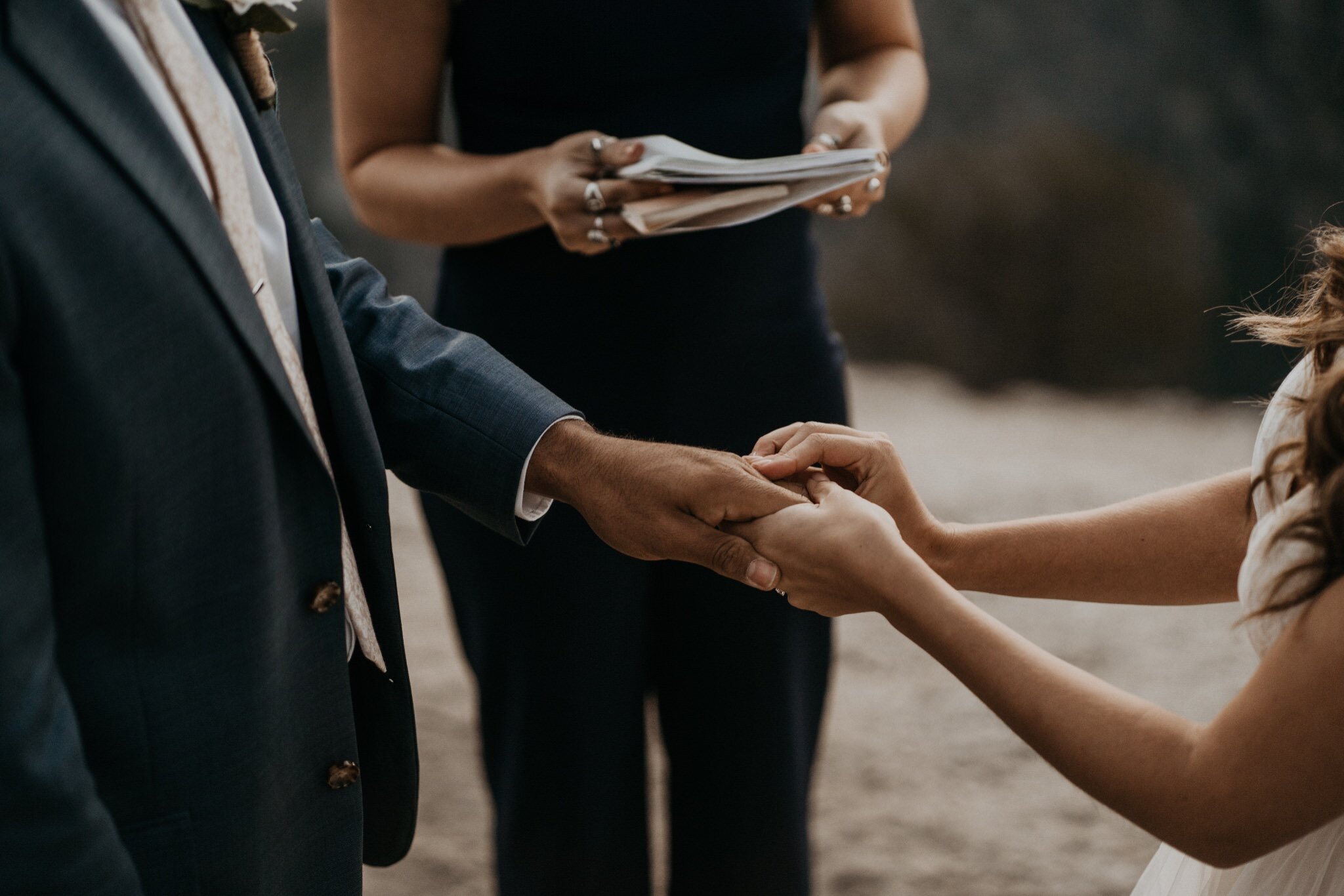 Yosemite National Park elopement and wedding photos at Glacier Point during sunrise with view of Half Dome