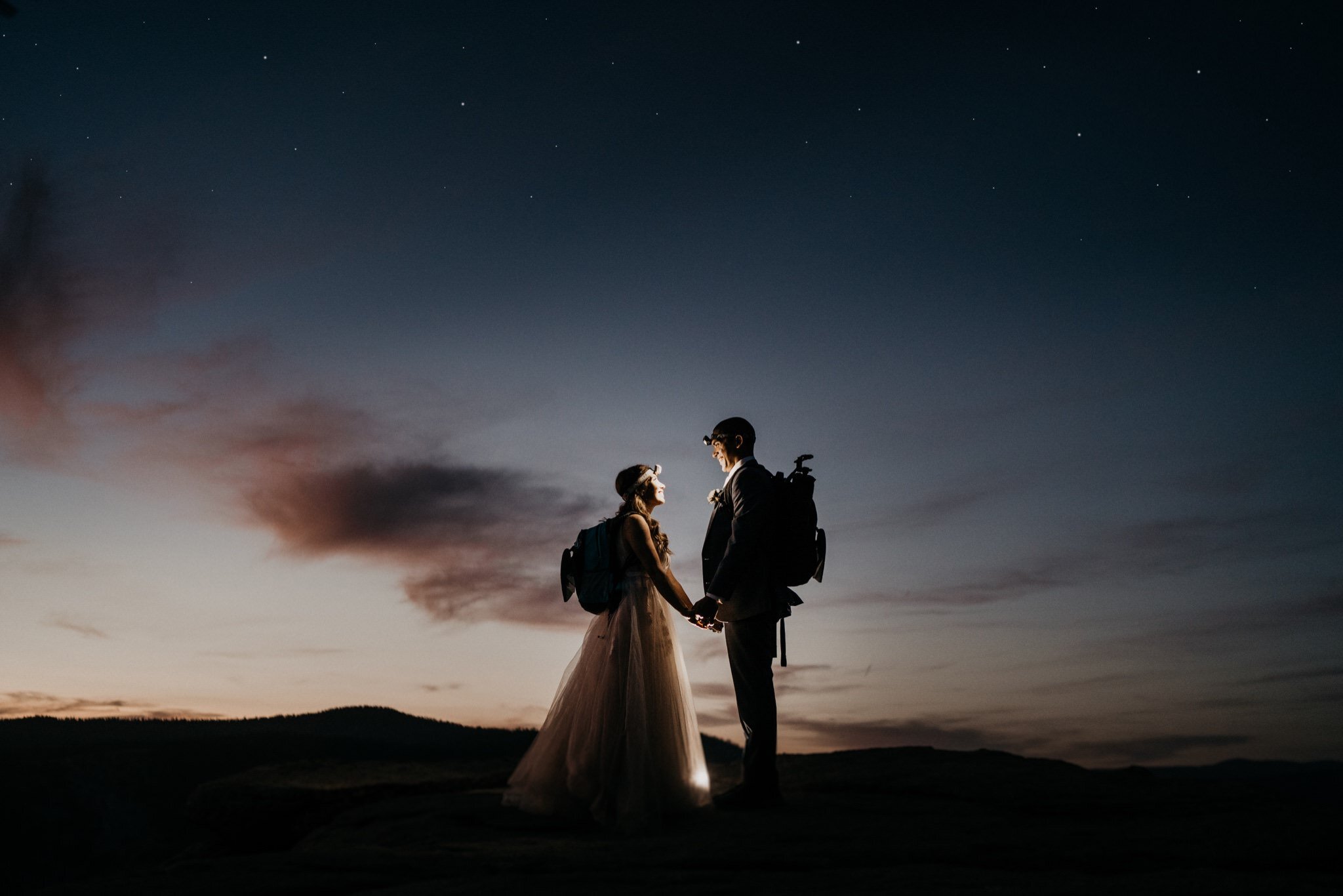 Beautiful sunset photos at Taft Point on their elopement day at Yosemite National Park