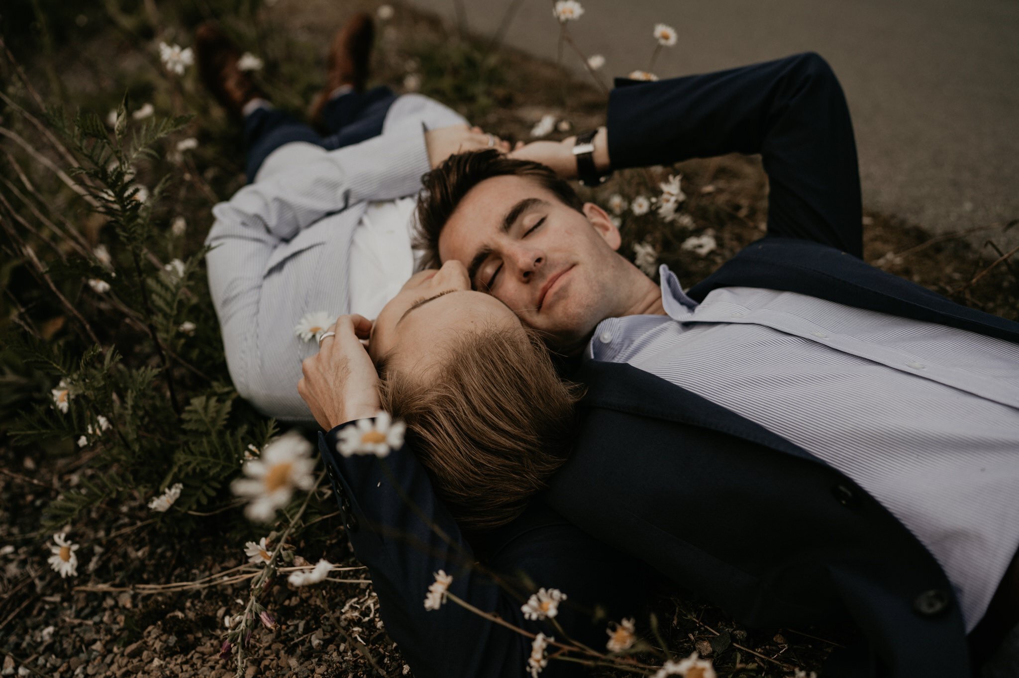 Snoqualmie Pass engagement photos with Mountain and Waterfall views Seattle LGBTQ wedding photographer