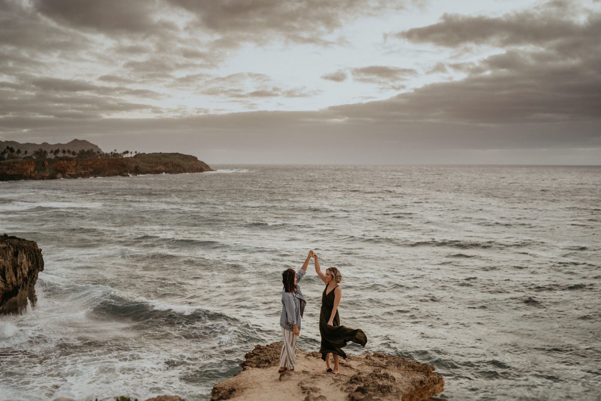 Kauai Engagement Photos Beach Cliff Rocks LGBTQ