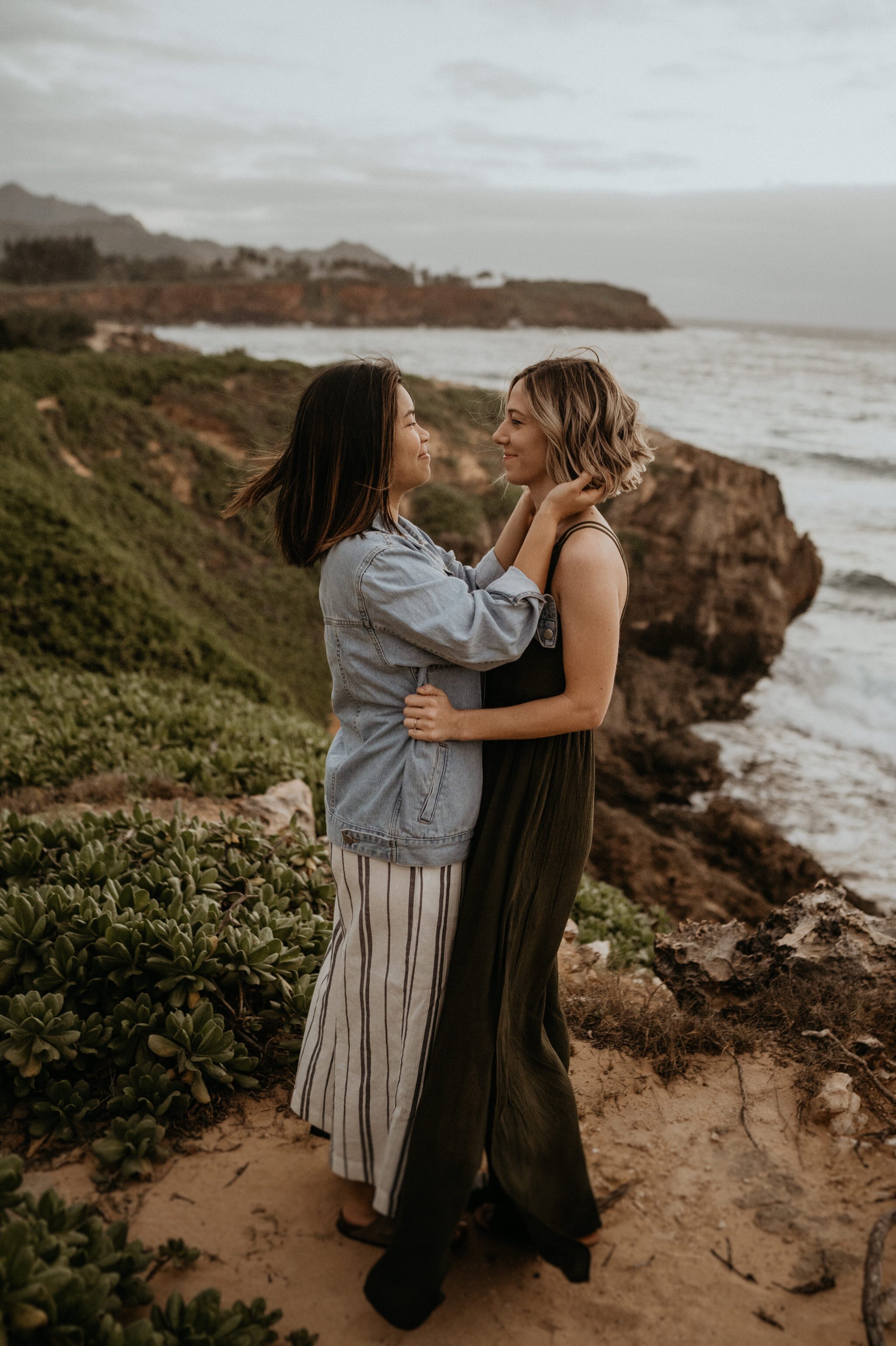 Kauai Engagement Photos Beach Cliff Rocks LGBTQ