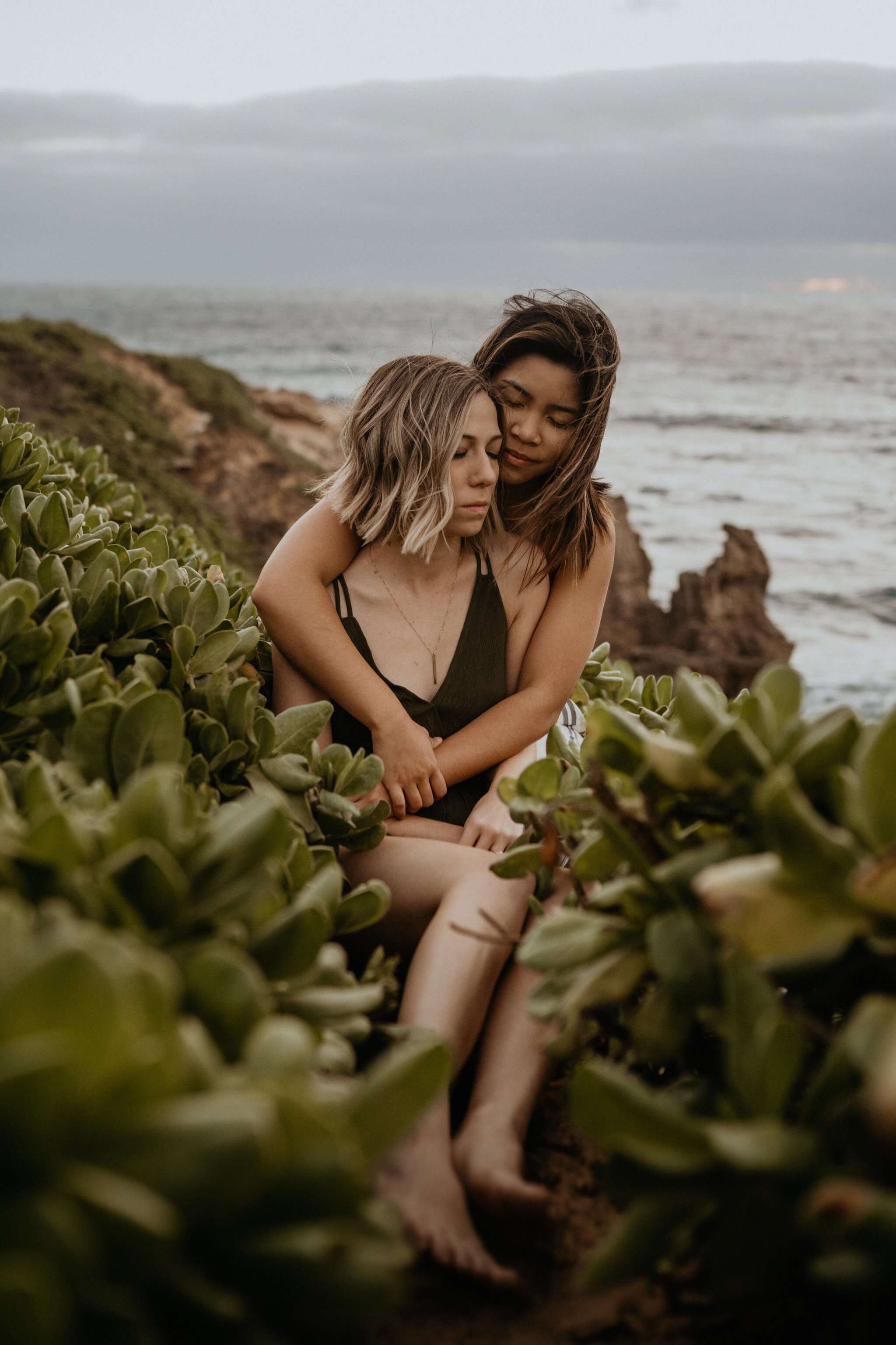 Kauai Engagement Photos Beach Cliff Rocks LGBTQ