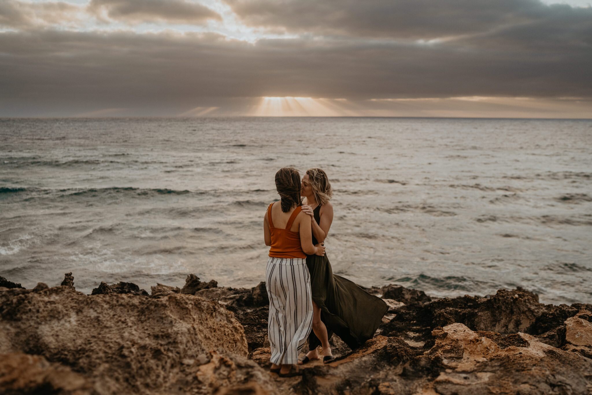 Kauai Engagement Photos Beach Cliff Rocks LGBTQ