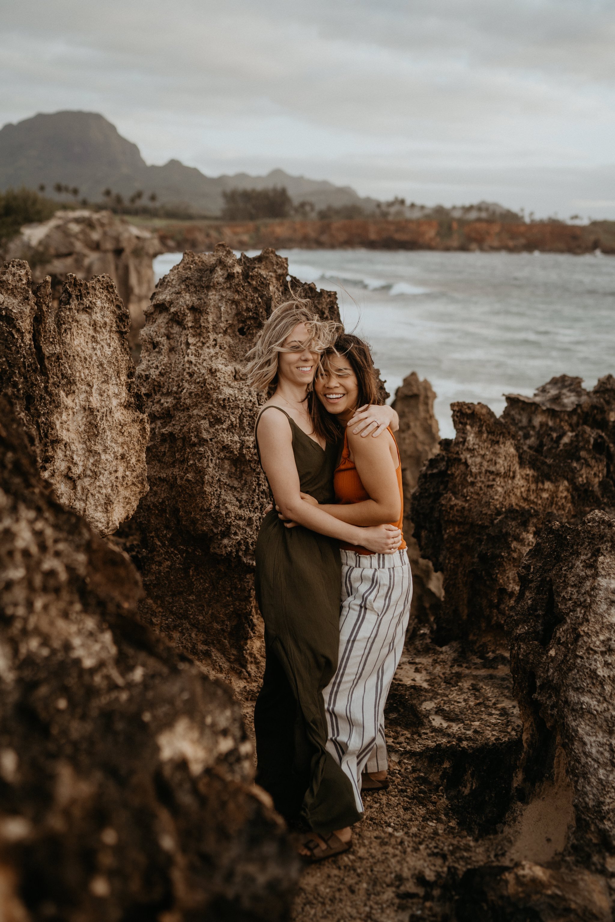 Kauai Engagement Photos Beach Cliff Rocks LGBTQ