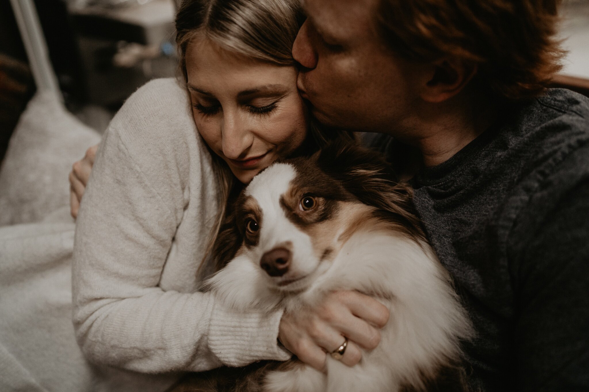 Couple stay in a hot tub for their Intimate steamy in-home engagement session at an A-Frame Cabin in Mount Rainier National Park