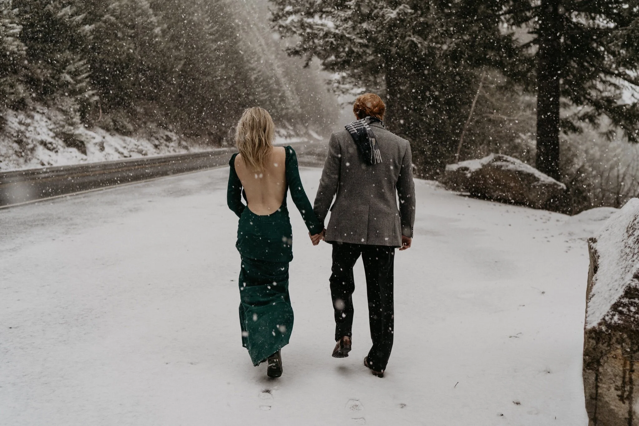 Couple stay in a hot tub for their Intimate steamy in-home engagement session at an A-Frame Cabin in Mount Rainier National Park