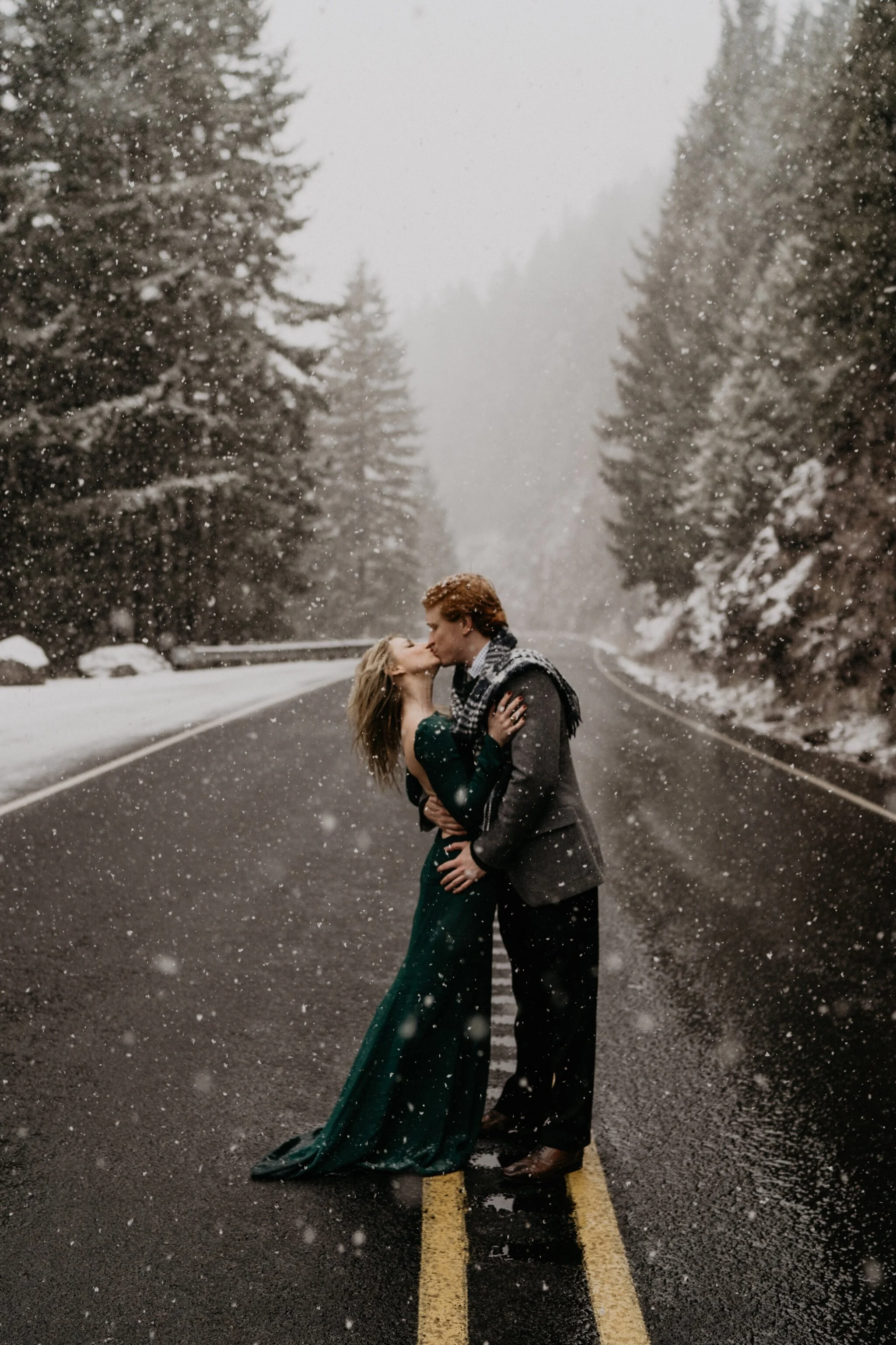Couple stay in a hot tub for their Intimate steamy in-home engagement session at an A-Frame Cabin in Mount Rainier National Park
