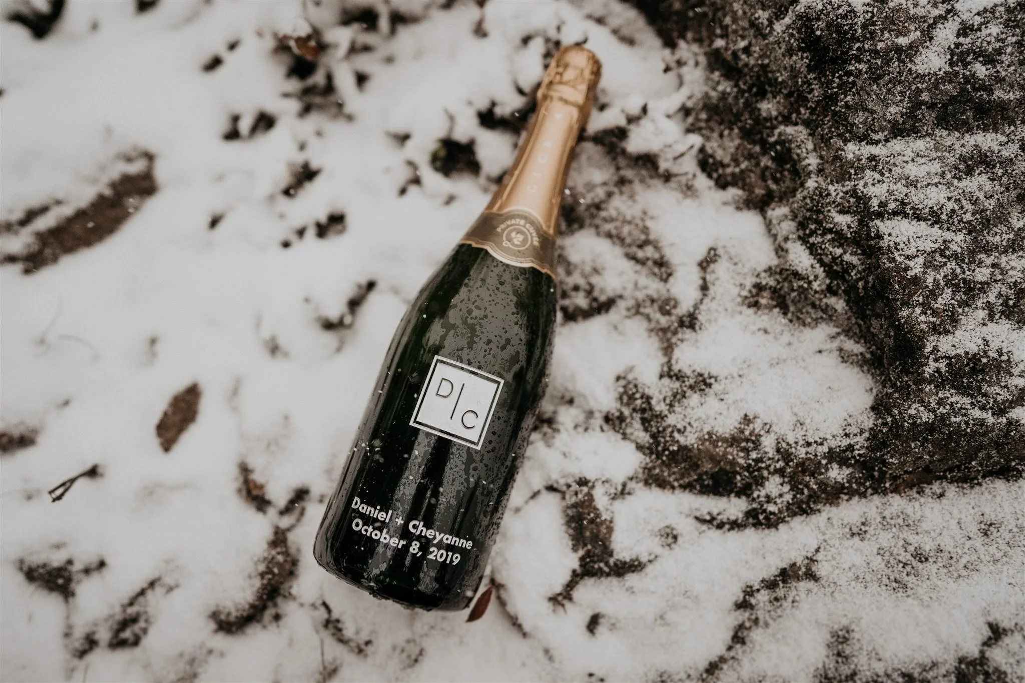 A personalized champagne bottle is a great idea for how to make your elopement special.