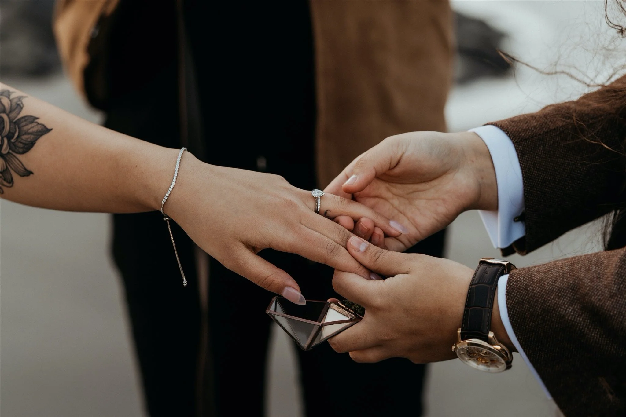 Brides Exchanging Rings during Elopement Ceremony
