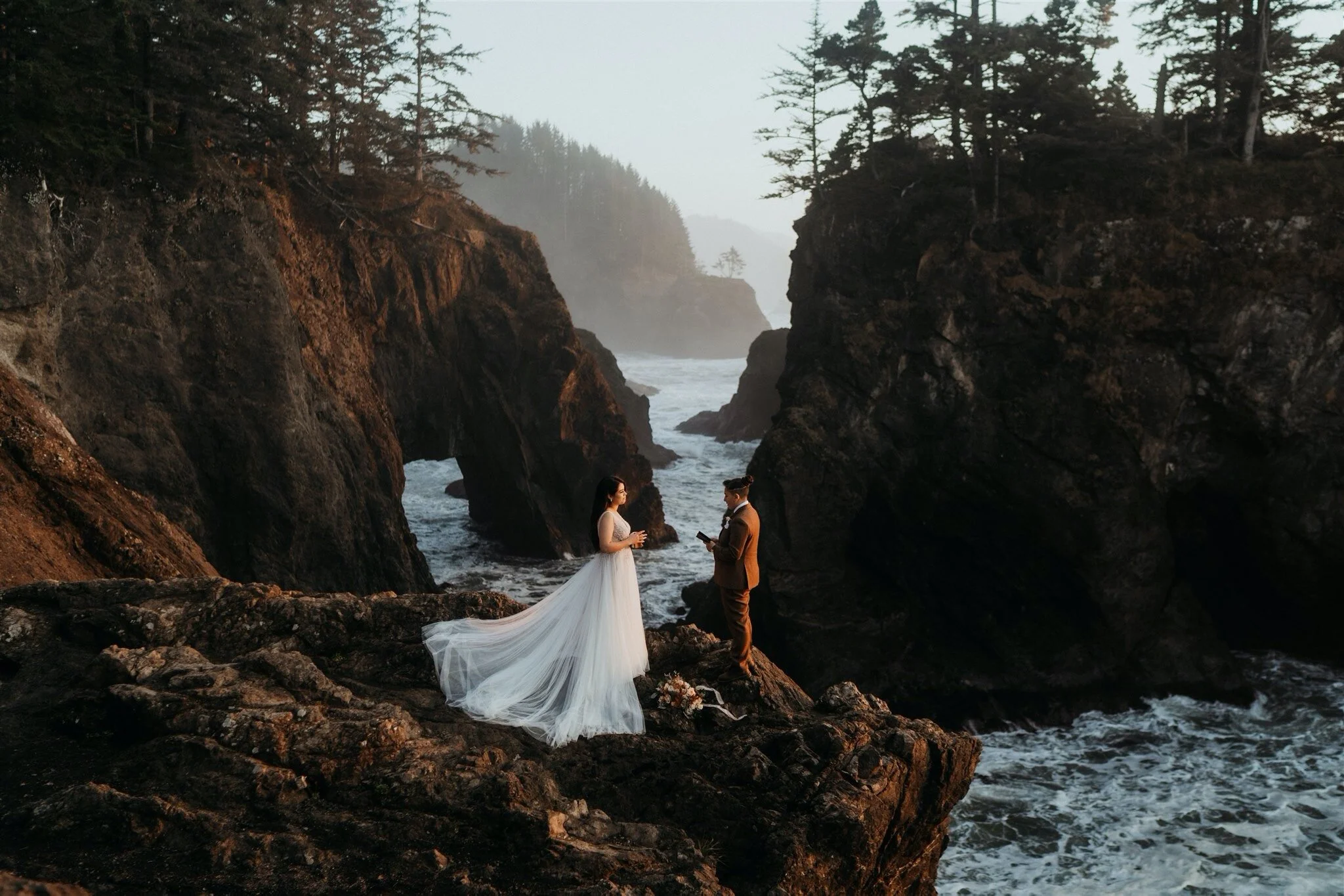 Brides Exchanging Vows during Elopement Ceremony