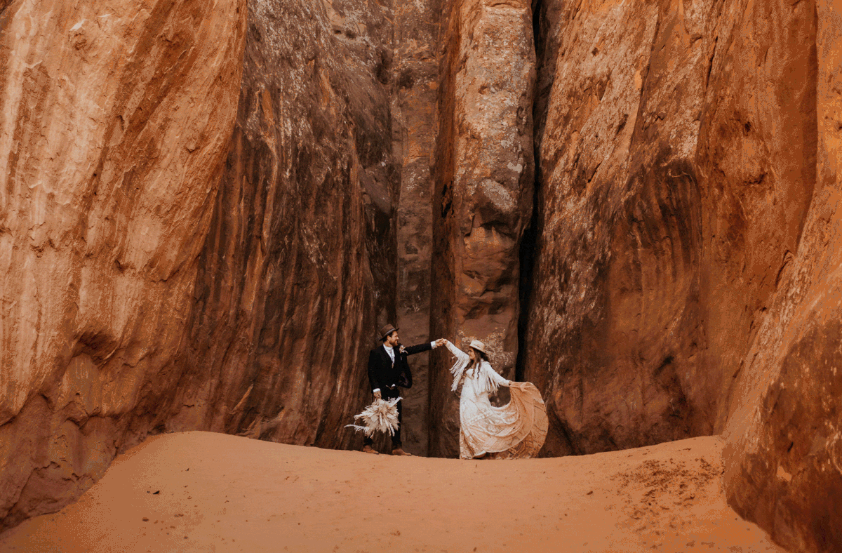 Moab desert adventure elopement