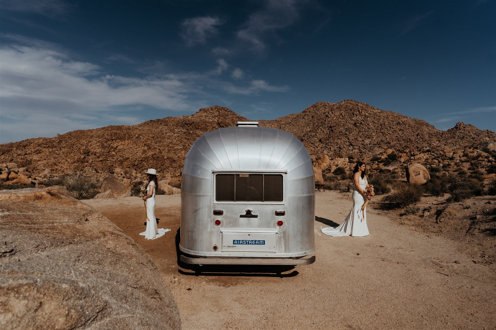 Brides first look during Joshua Tree Elopement