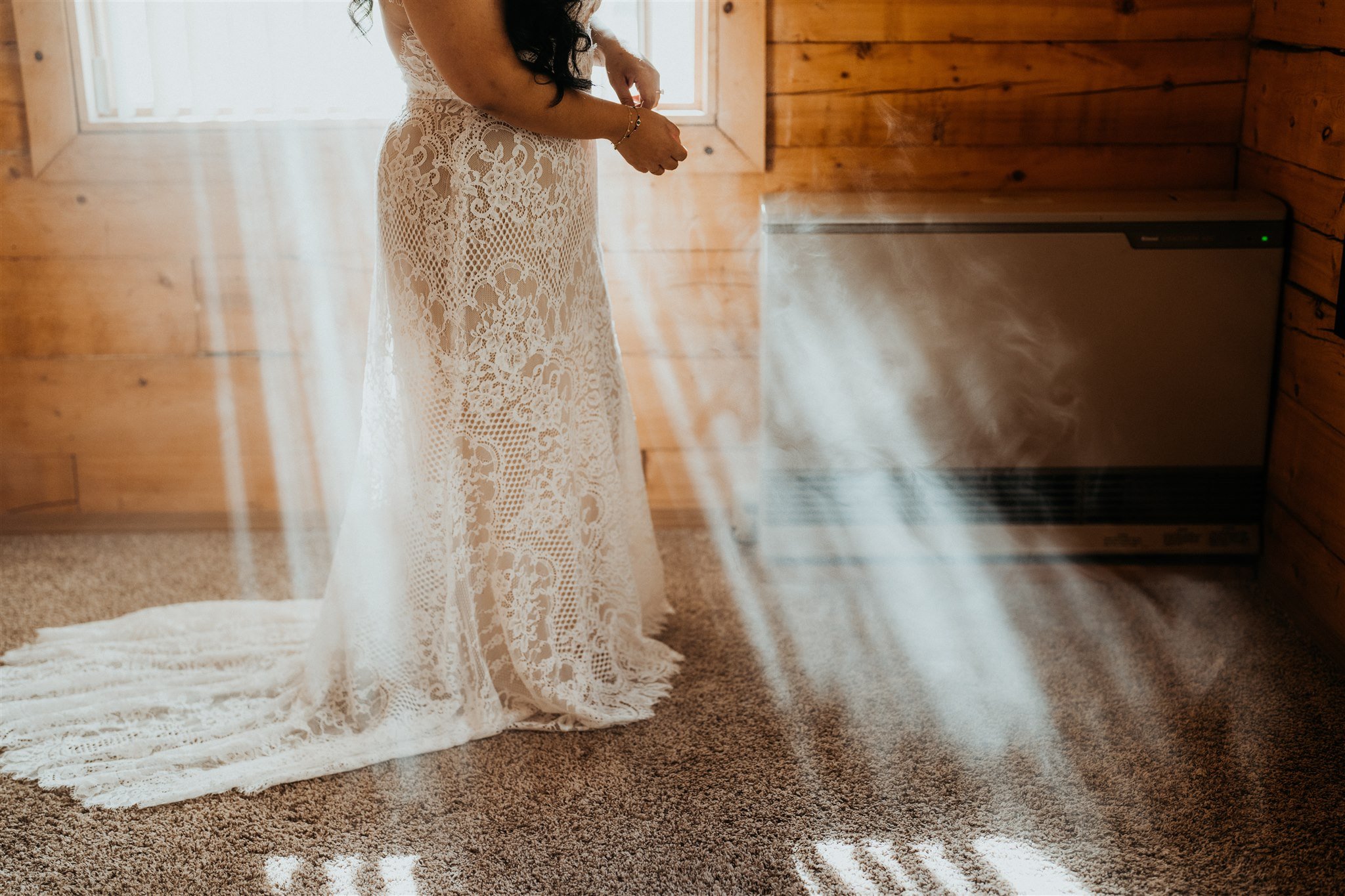 Alaska elopement getting ready moments