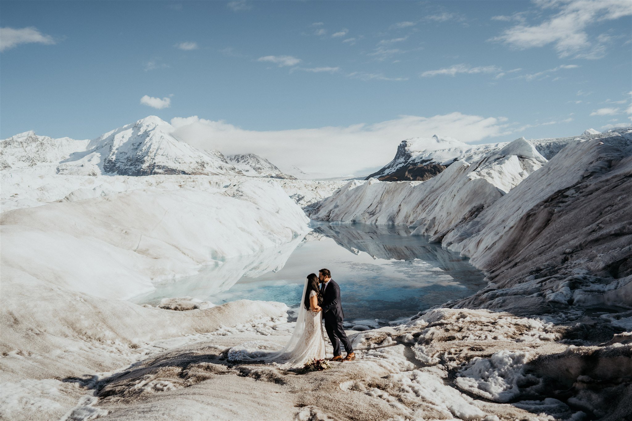 Alaska elopement ceremony on the glacier