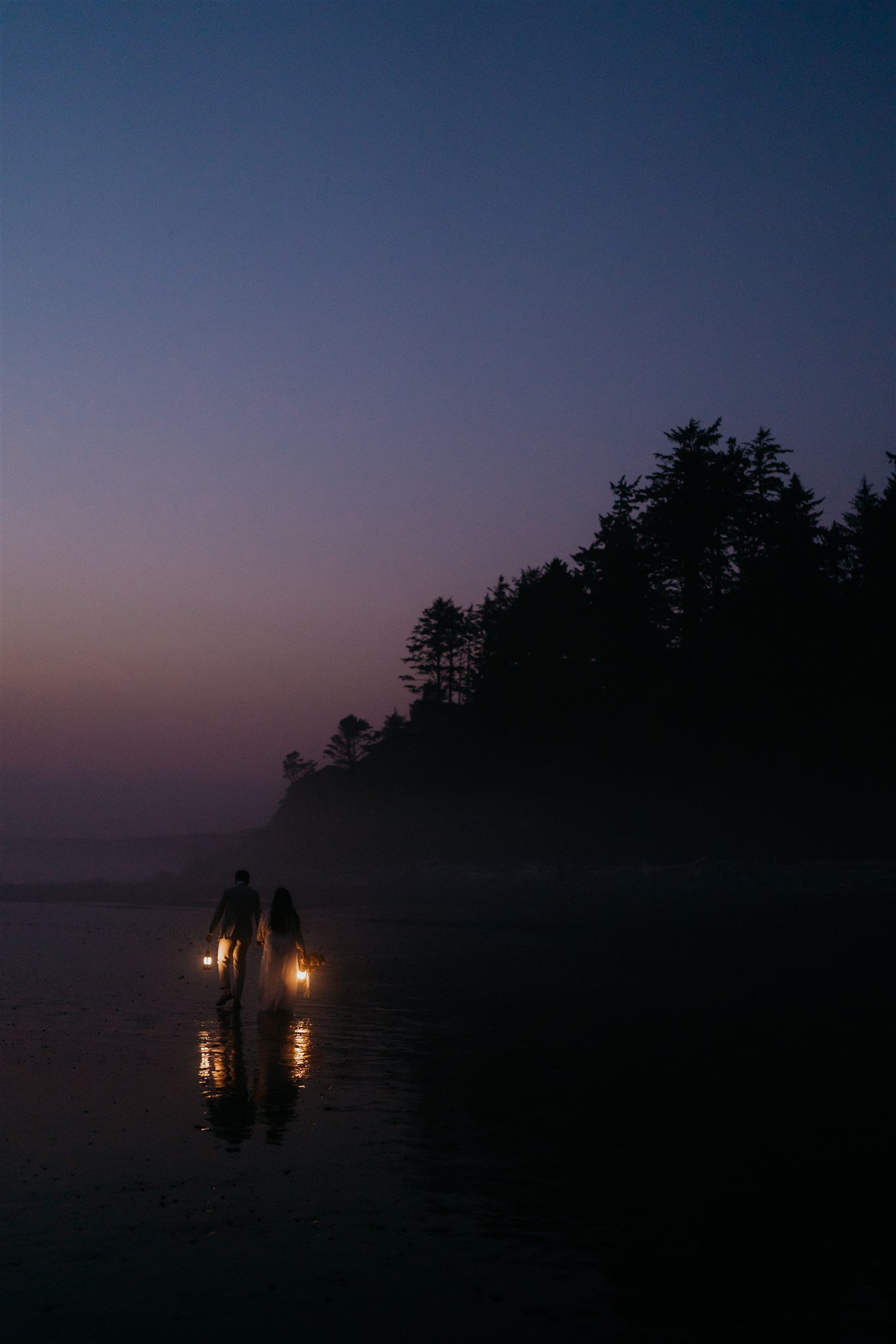 Sunset beach portraits during Olympic National Park elopement